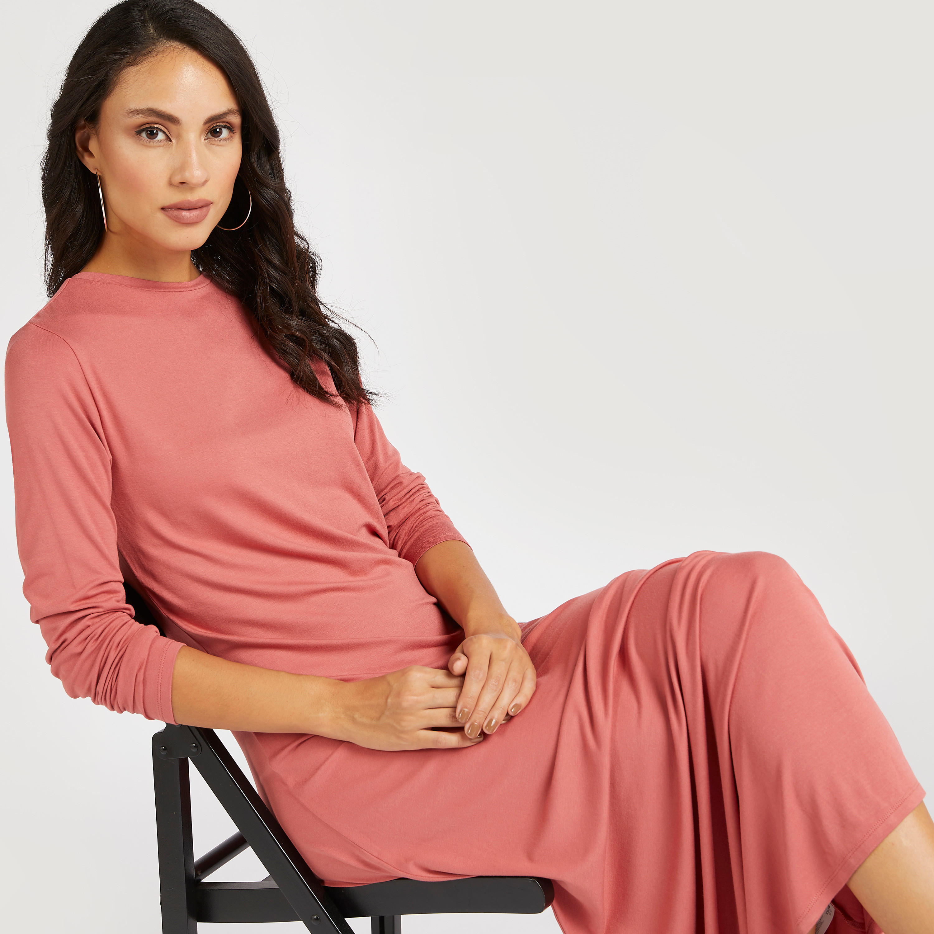 فستان طويل سادة متعدّد الطبقات مع أكمام طويلة-women-clothing-dresses-image-4