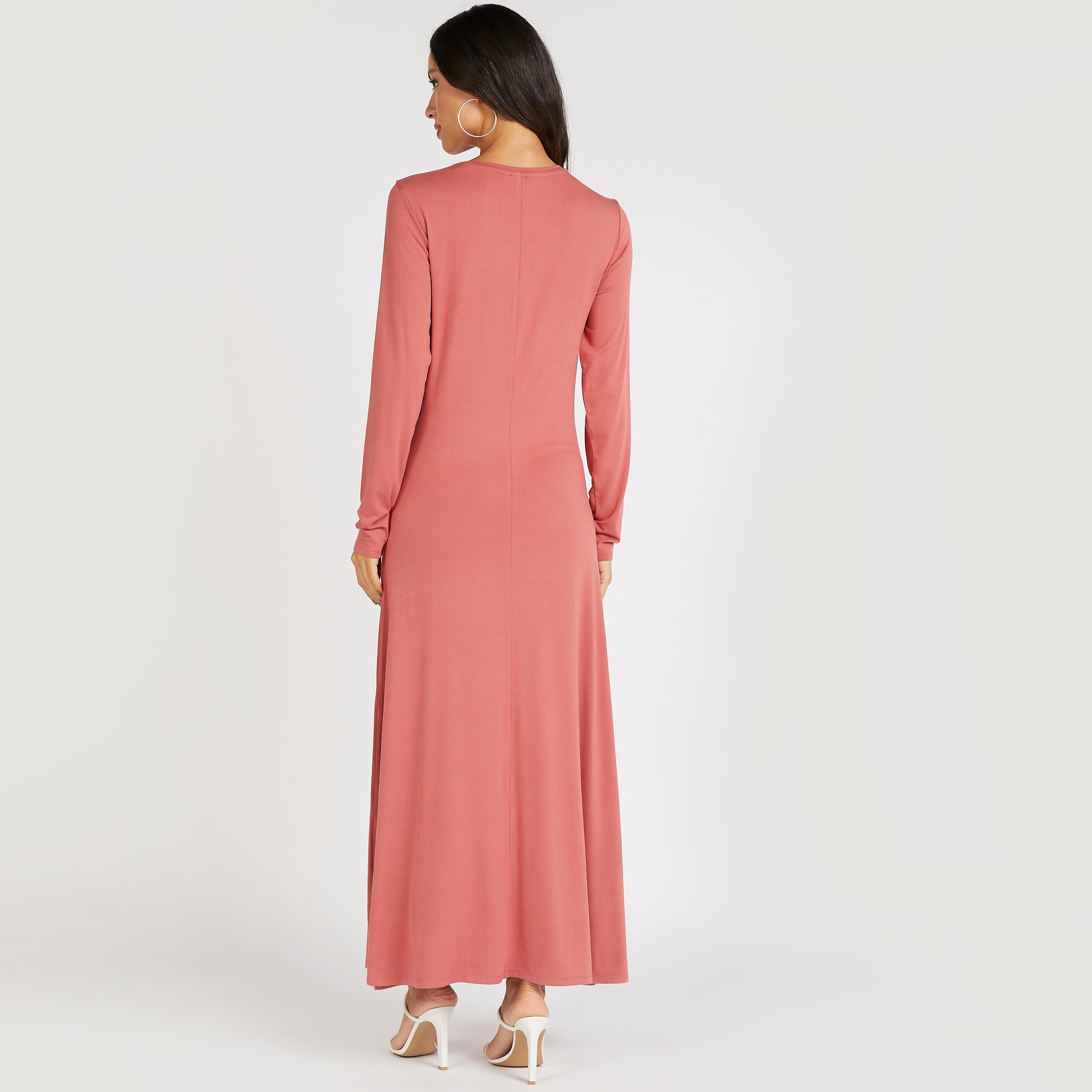 فستان طويل سادة متعدّد الطبقات مع أكمام طويلة-women-clothing-dresses-image-1
