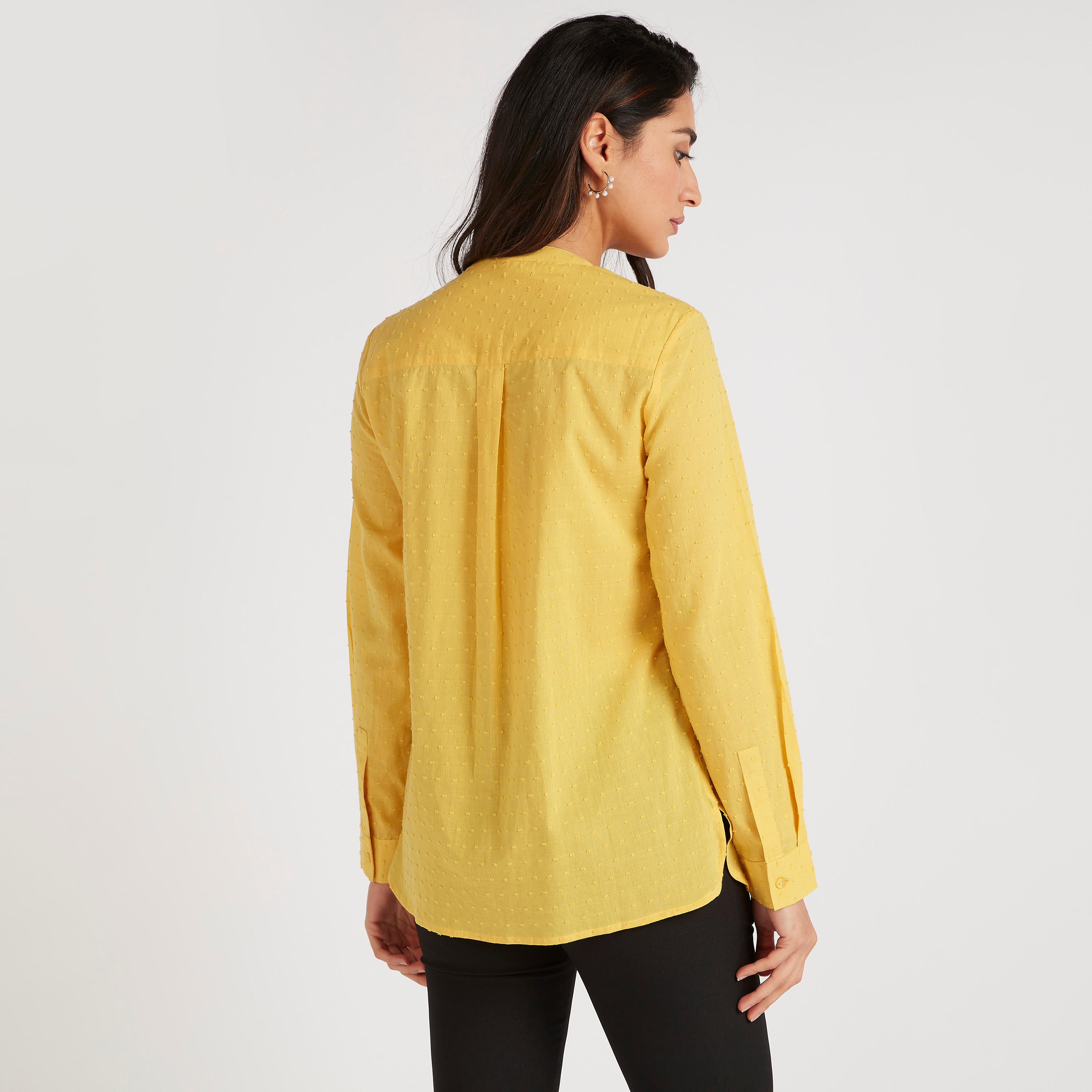 بلوزة بياقة ماندارين وأكمام طويلة وتفاصيل بينتوك-women-clothing-shirtsandblouses-blouses-image-4