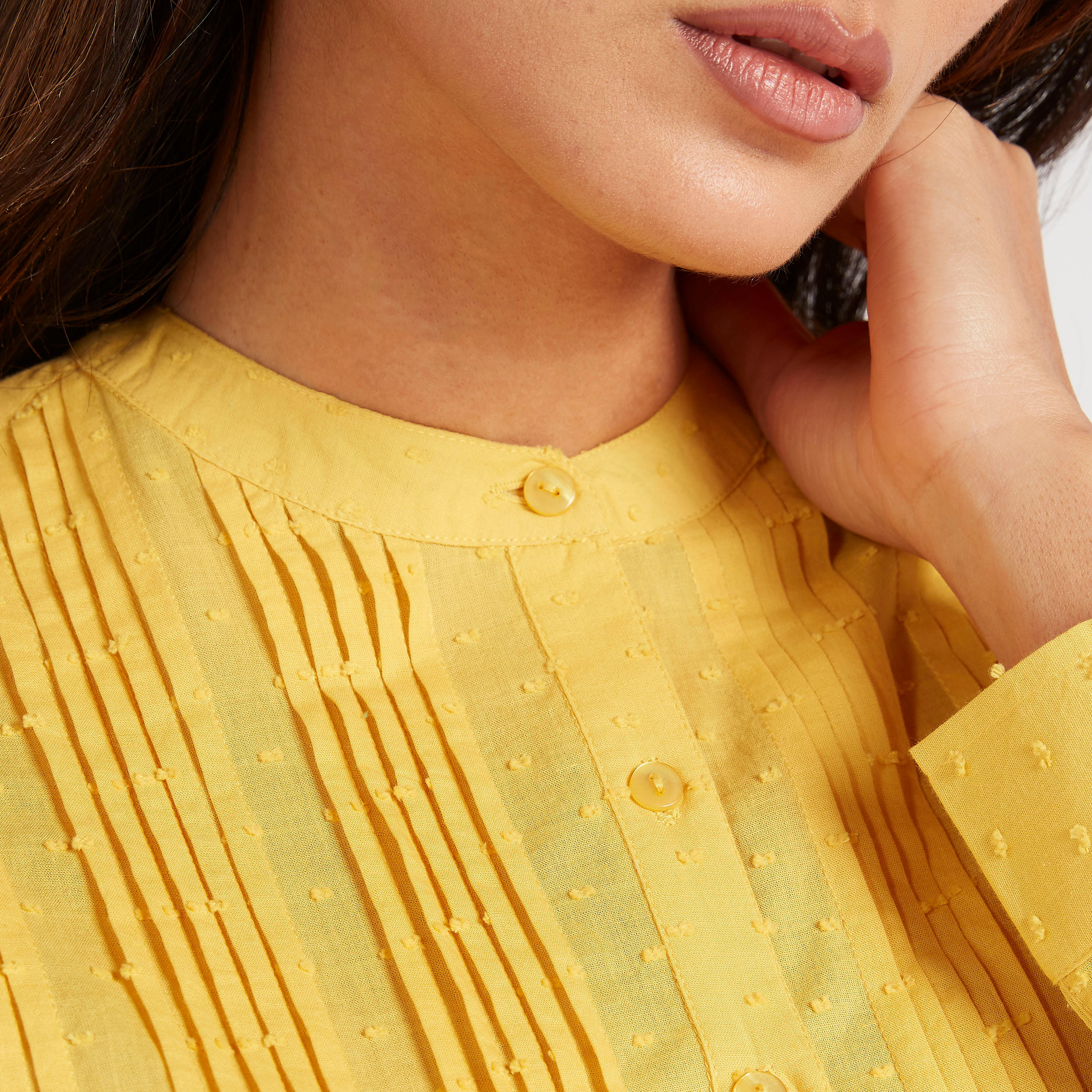 بلوزة بياقة ماندارين وأكمام طويلة وتفاصيل بينتوك-women-clothing-shirtsandblouses-blouses-image-6