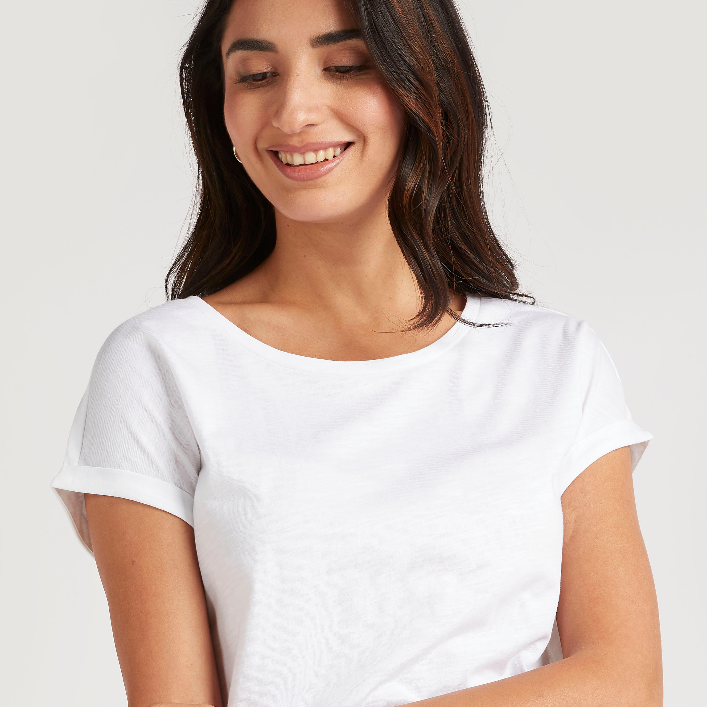 Solid Round Neck T-shirt with Cap Sleeves-women-clothing-tshirts-image-3