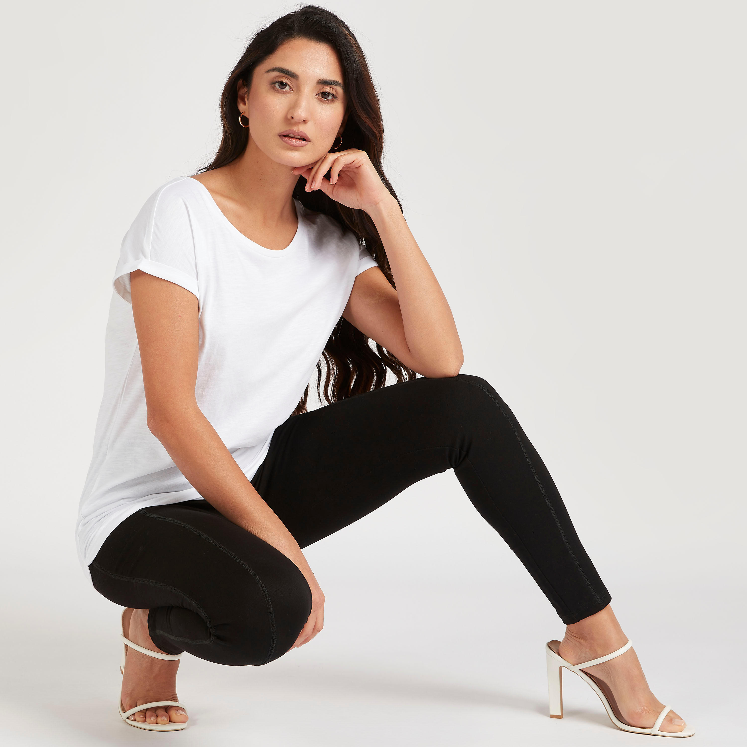 Solid Round Neck T-shirt with Cap Sleeves-women-clothing-tshirts-image-5