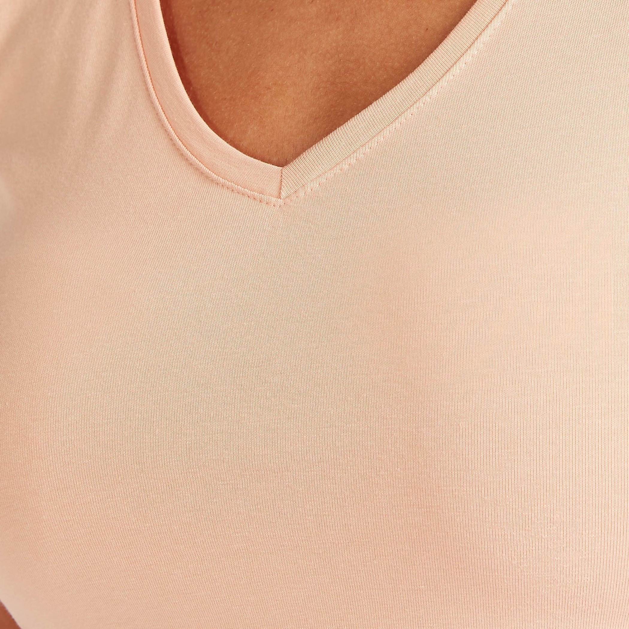 تيشيرت سادة بياقة V وأكمام كاب-women-clothing-tshirts-image-3
