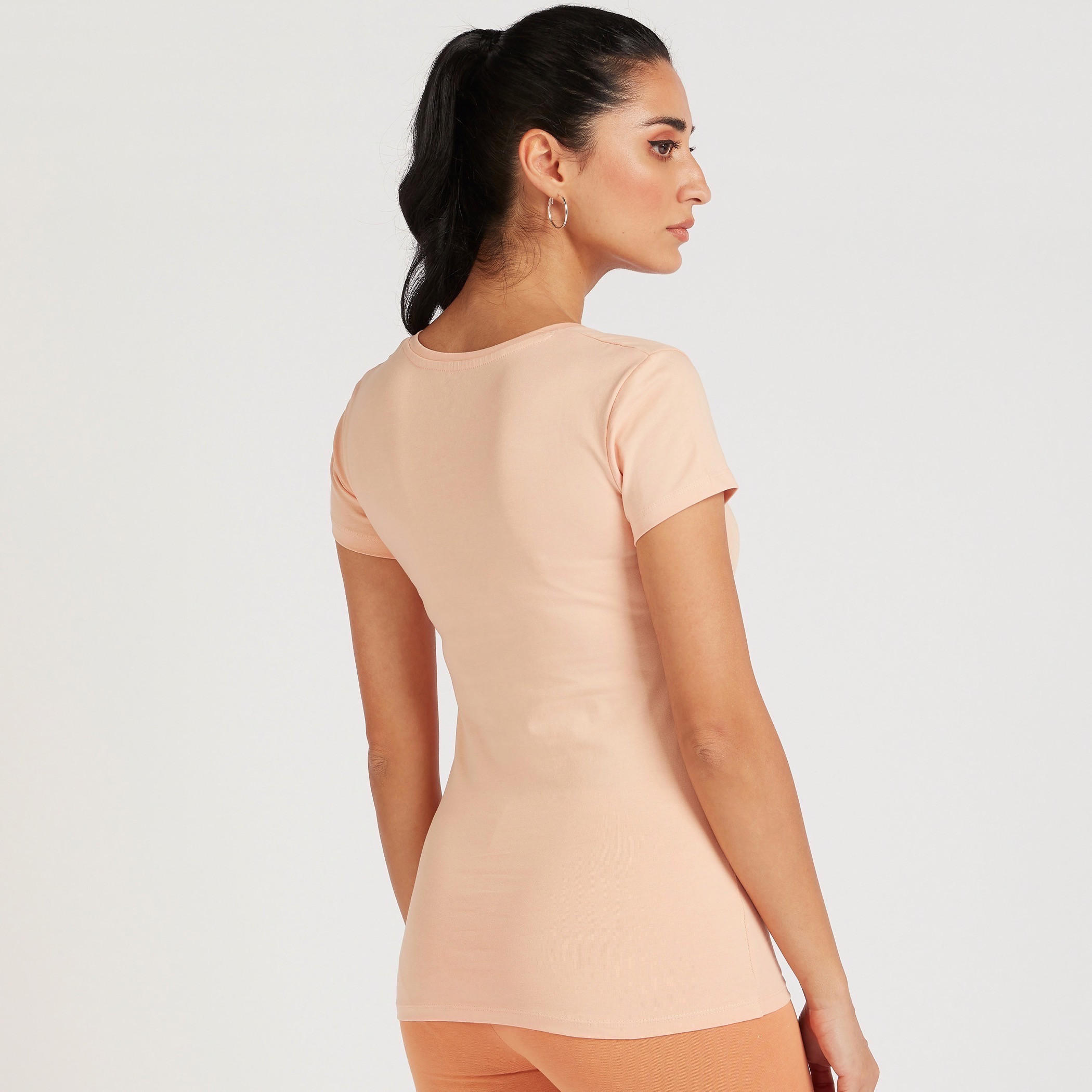 تيشيرت سادة بياقة V وأكمام كاب-women-clothing-tshirts-image-4