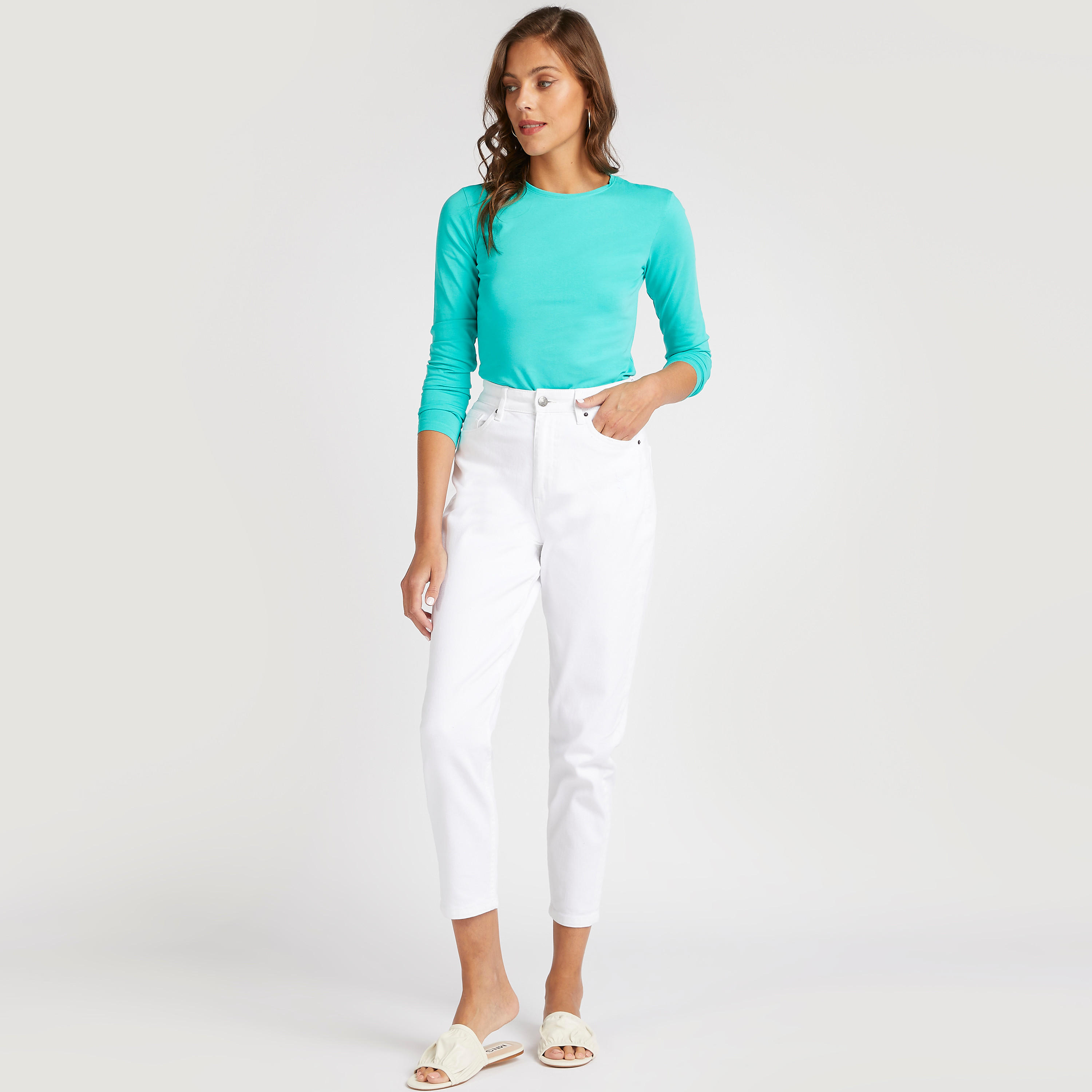 تيشيرت سادة بياقة ضيّقة وأكمام طويلة-women-clothing-tshirts-image-3