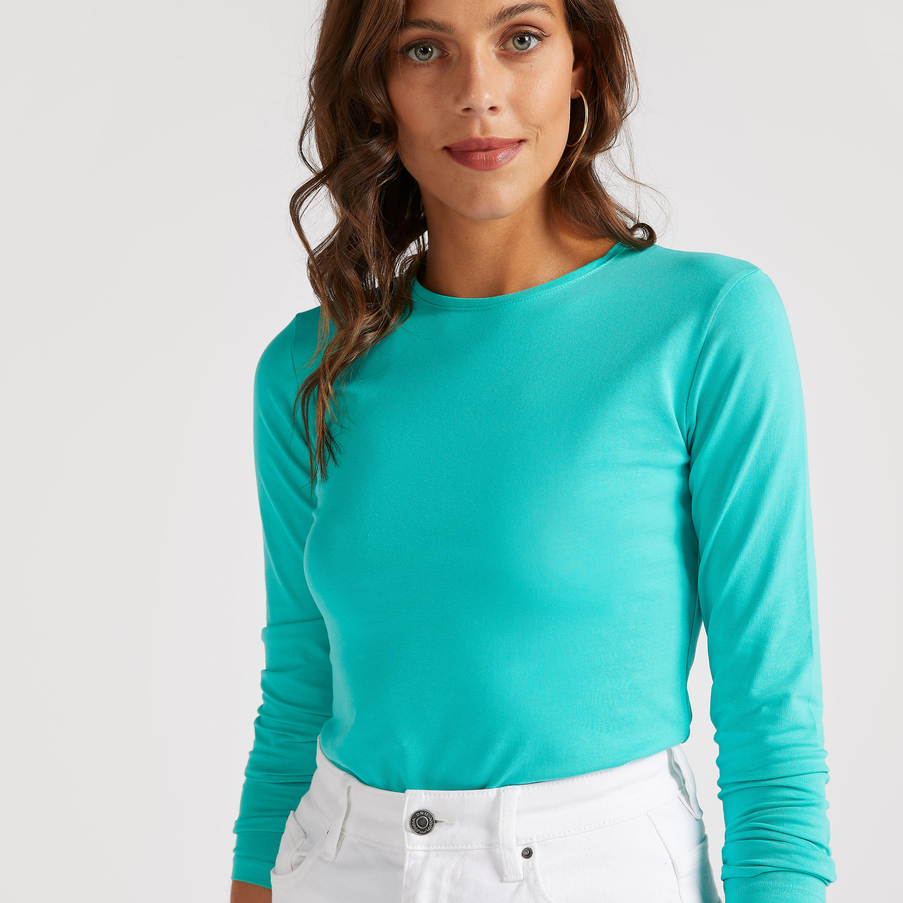 تيشيرت سادة بياقة ضيّقة وأكمام طويلة-women-clothing-tshirts-image-2