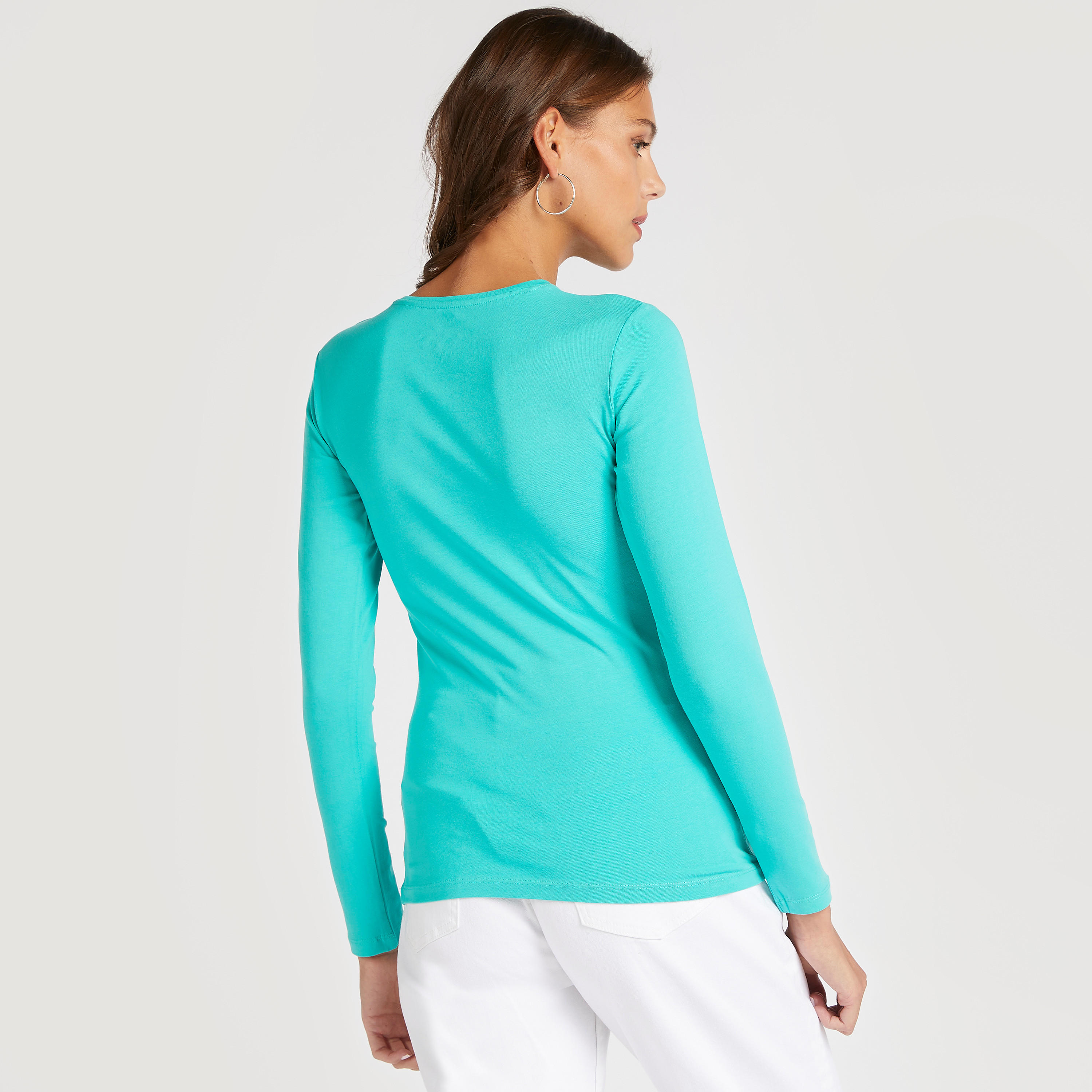 تيشيرت سادة بياقة ضيّقة وأكمام طويلة-women-clothing-tshirts-image-1