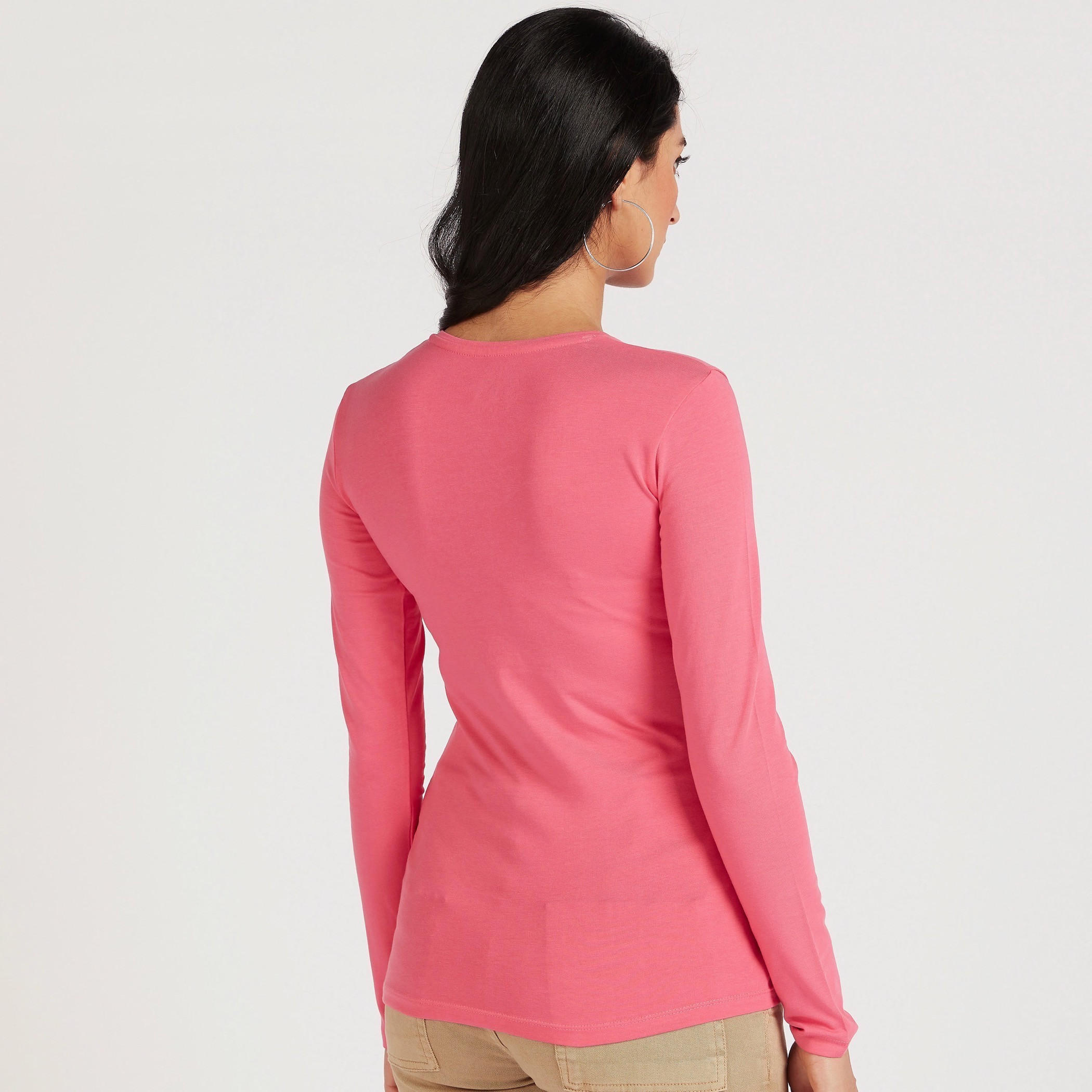 تيشيرت سادة بياقة مستديرة وأكمام طويلة-women-clothing-tshirts-image-1