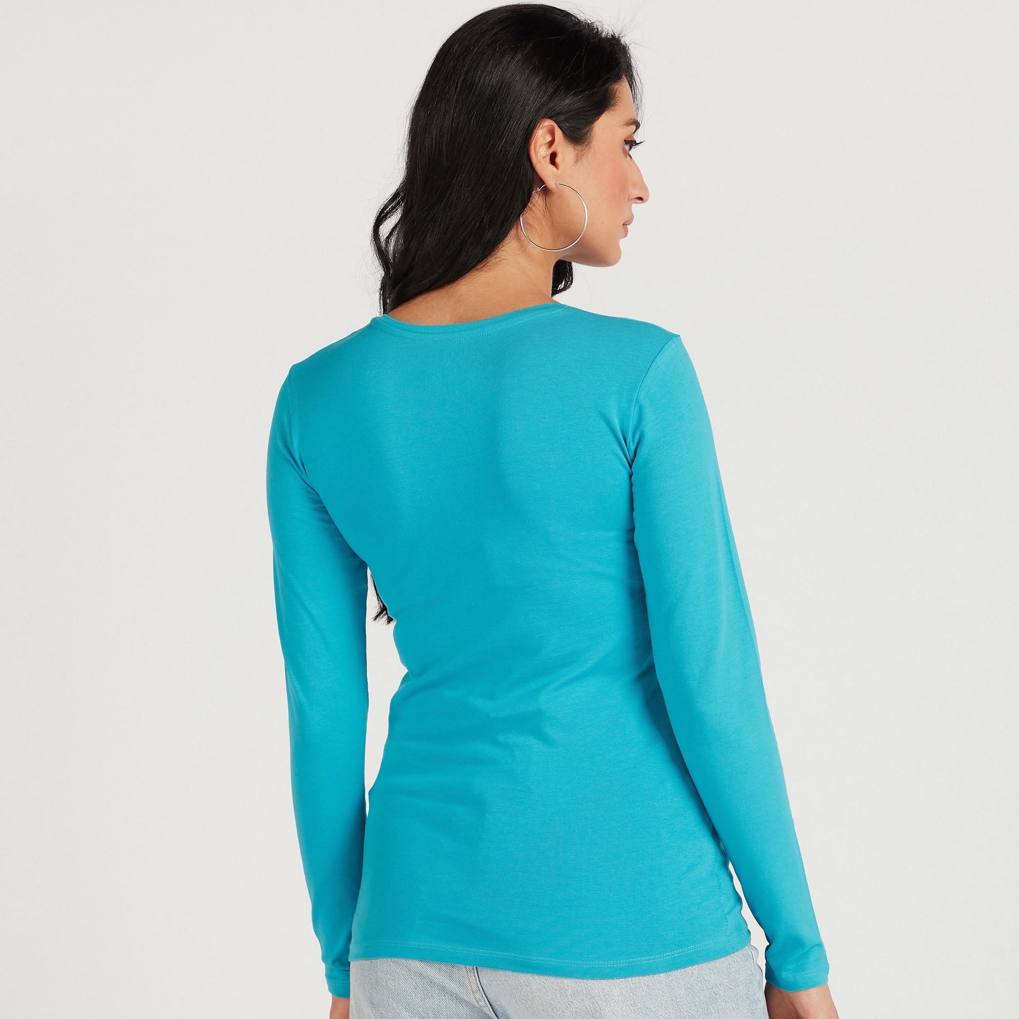 تيشيرت سادة بياقة V وأكمام طويلة-women-clothing-tshirts-image-1