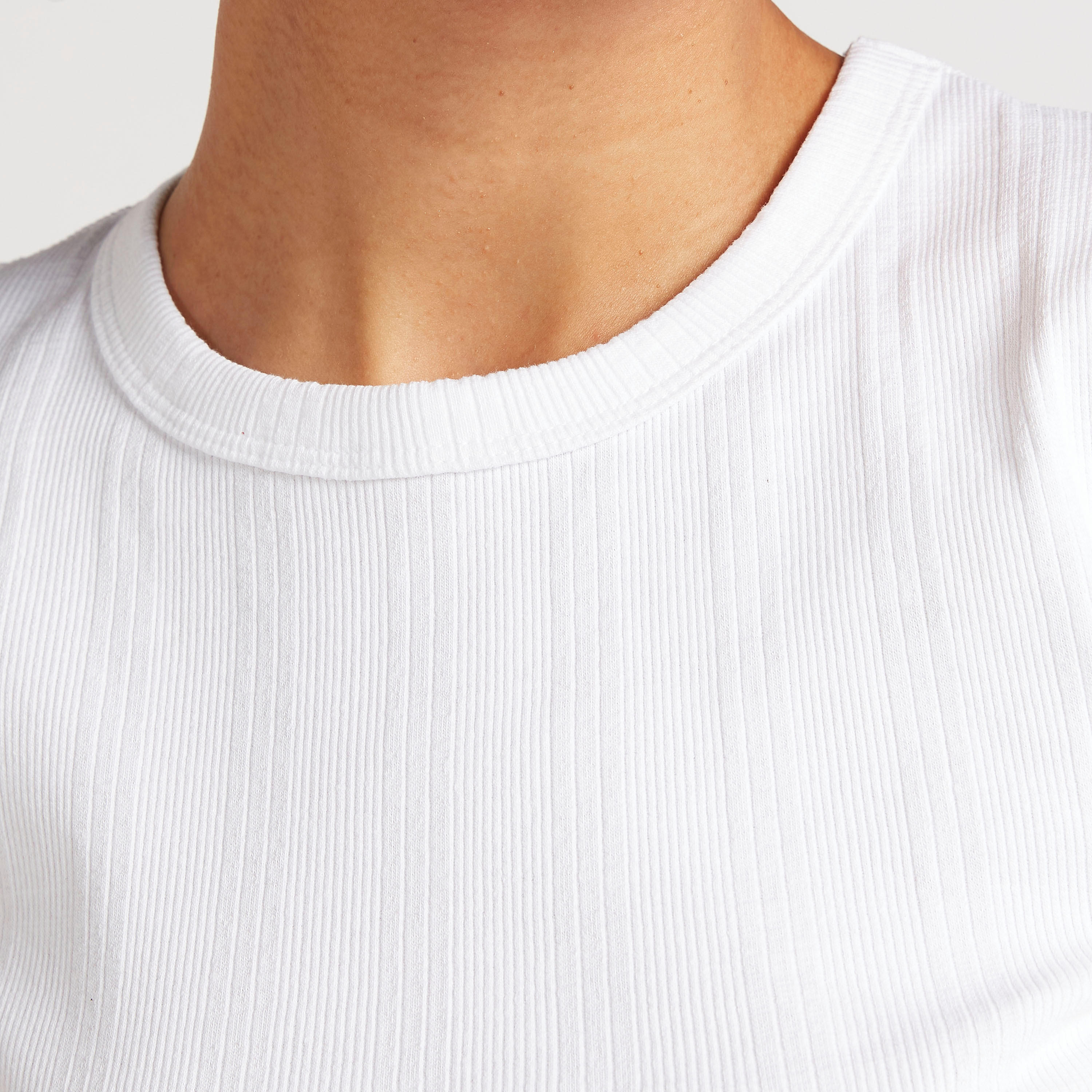 Textured Slim Fit Crew Neck T-shirt with Short Sleeves-women-clothing-tshirts-image-3