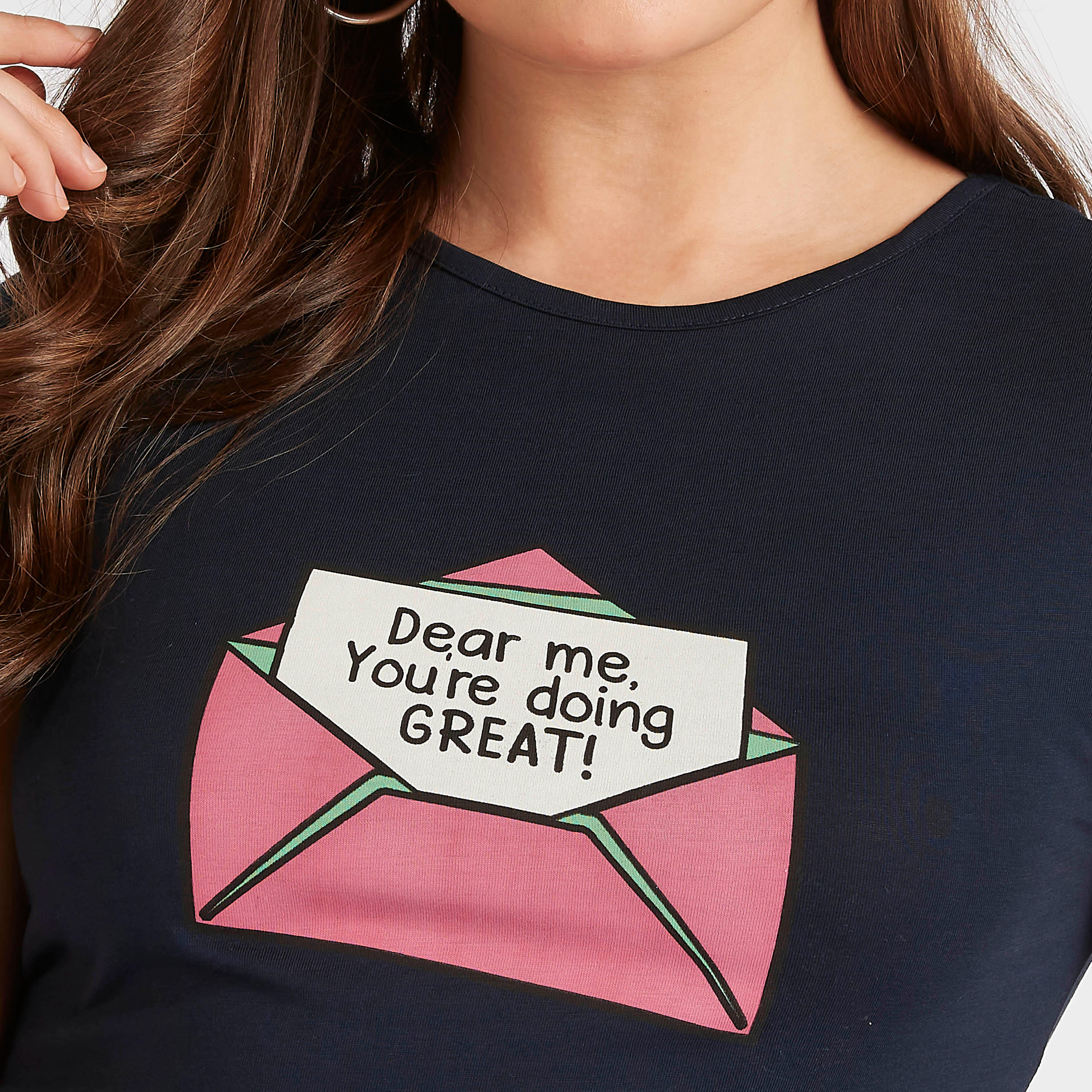 Graphic Print Round Neck T-shirt with Cap Sleeves-women-clothing-tshirts-image-5