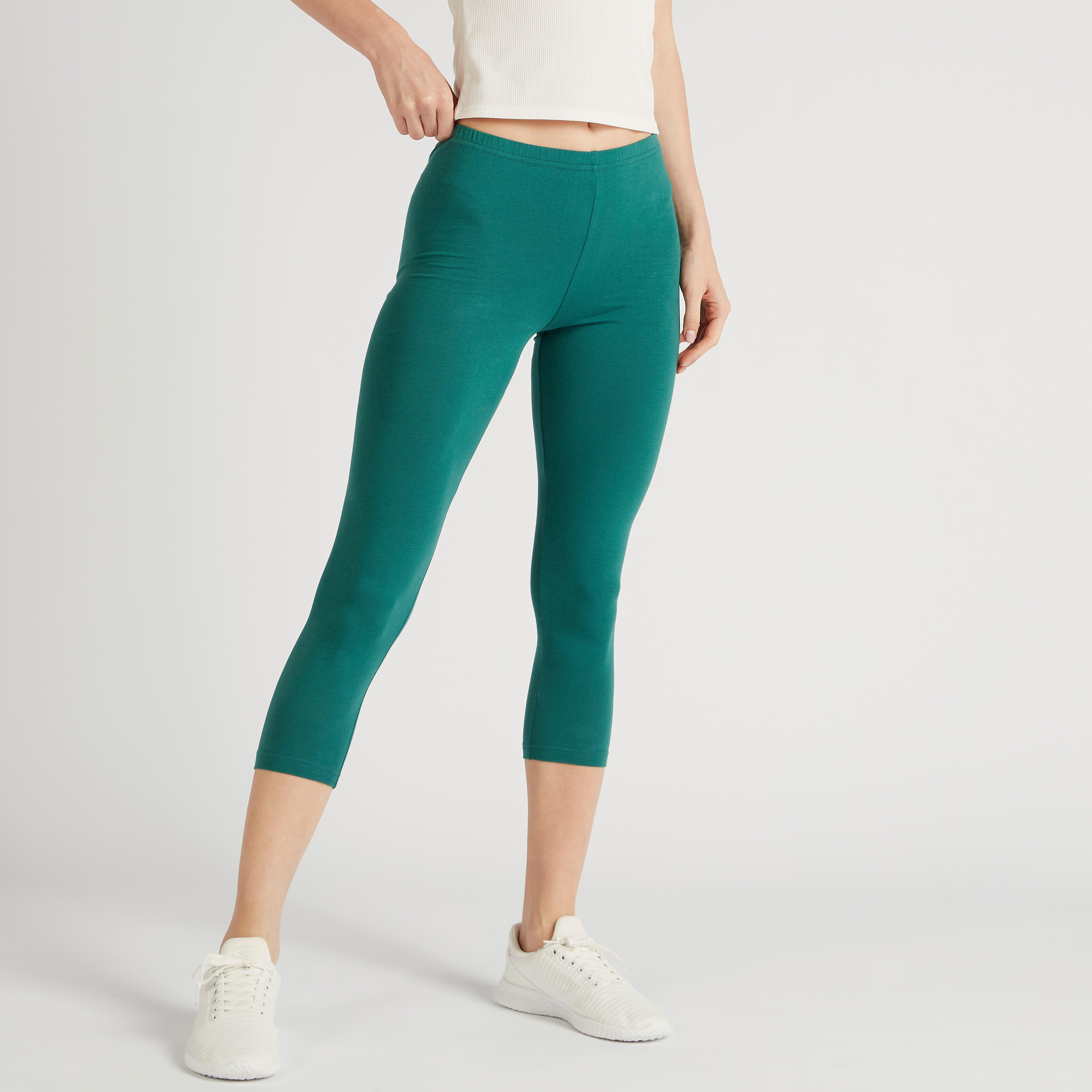 بنطلون ليقنز 3/4 سادة بخصر مطّاطي-women-clothing-bottoms-leggings-image-4
