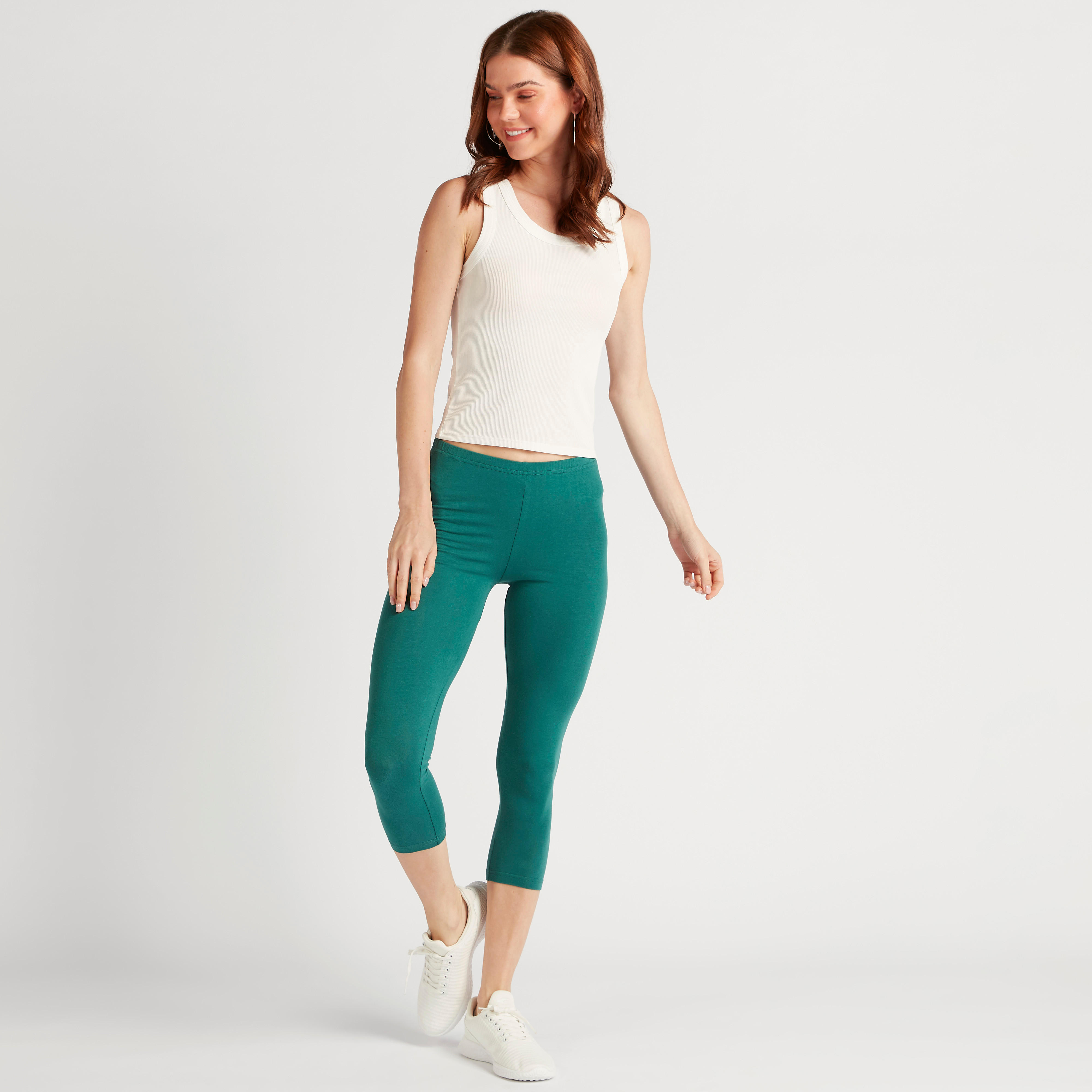 بنطلون ليقنز 3/4 سادة بخصر مطّاطي-women-clothing-bottoms-leggings-image-3