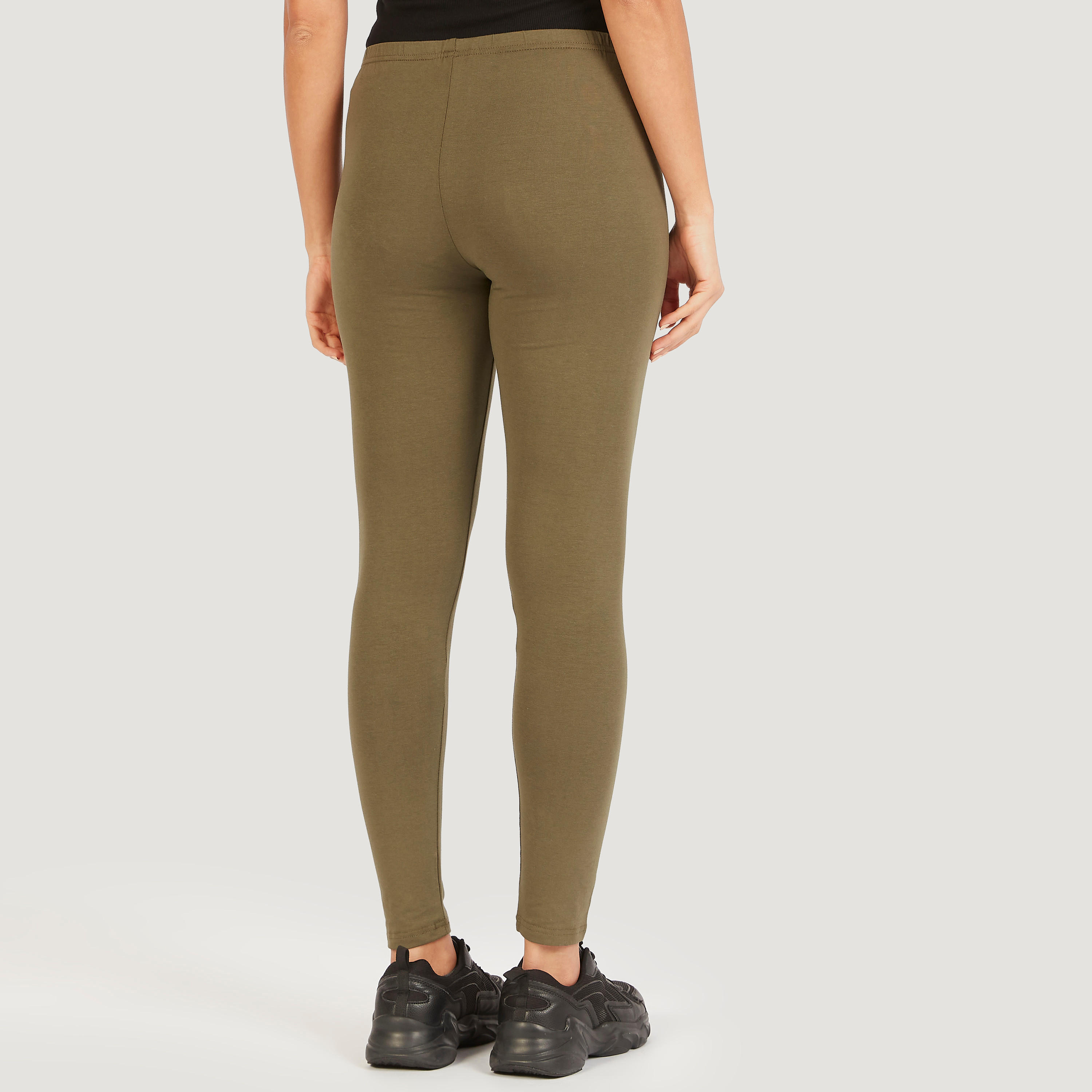 Solid Full Length Leggings with Elasticated Waistband-women-clothing-bottoms-leggings-image-4