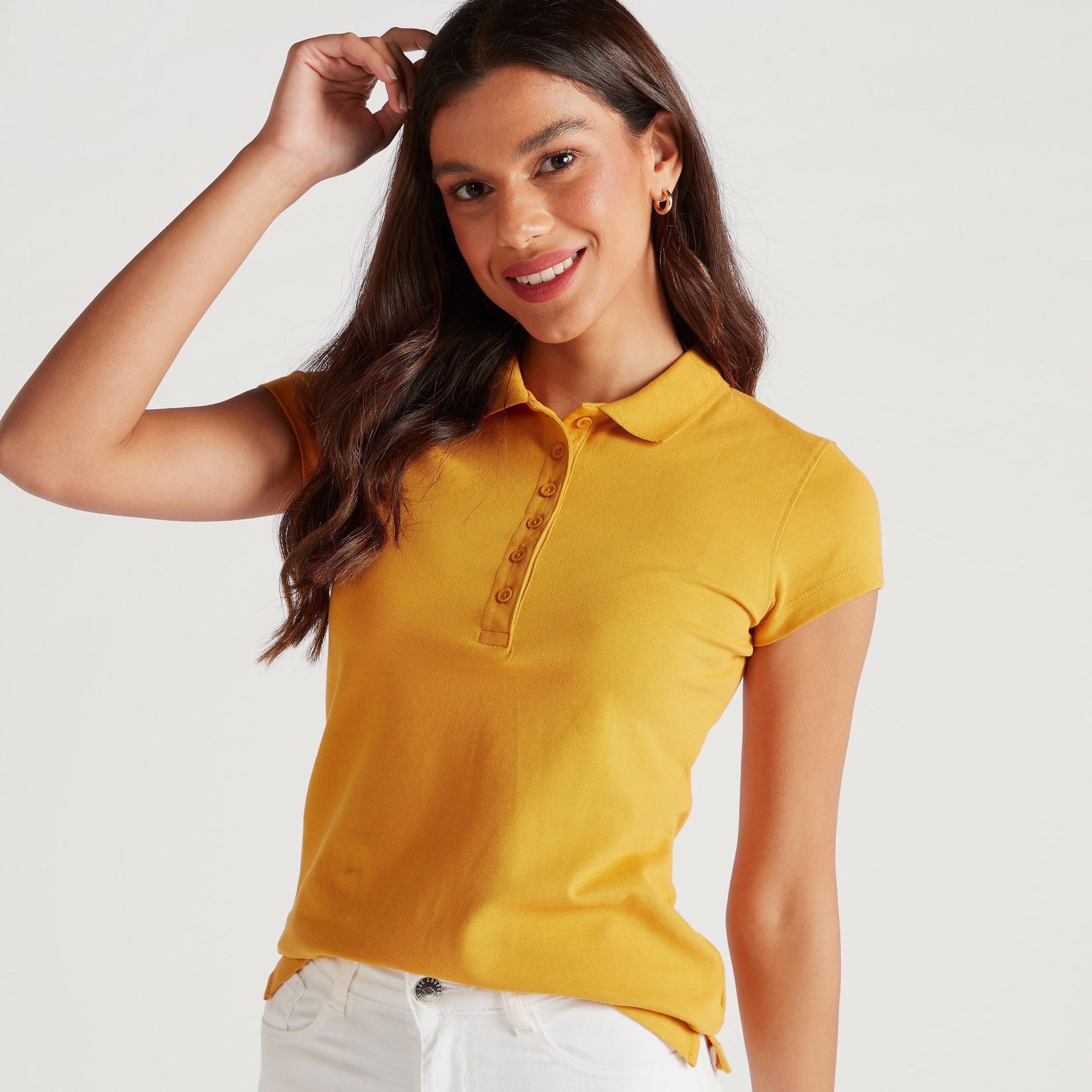 تيشيرت بولو سادة بأكمام كاب-women-clothing-tshirts-image-5