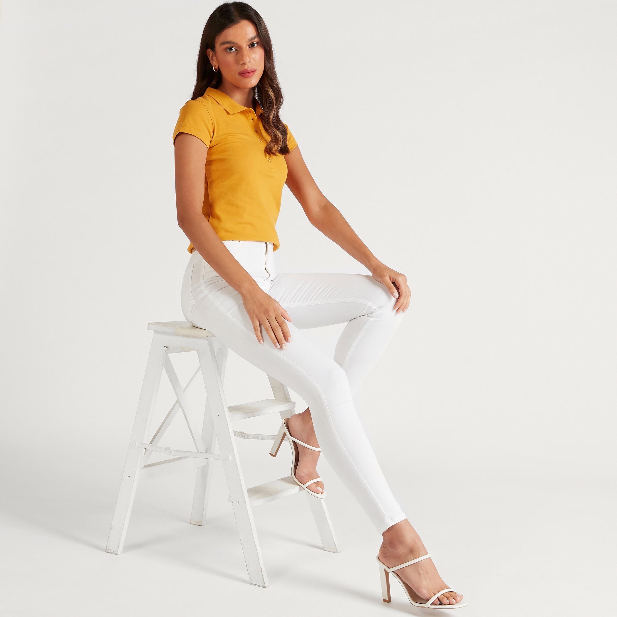 تيشيرت بولو سادة بأكمام كاب-women-clothing-tshirts-image-4