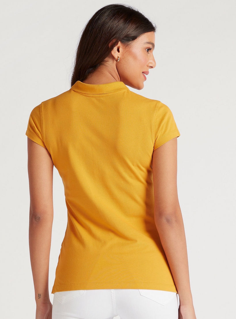 تيشيرت بولو سادة بأكمام كاب-women-clothing-tshirts-image-2