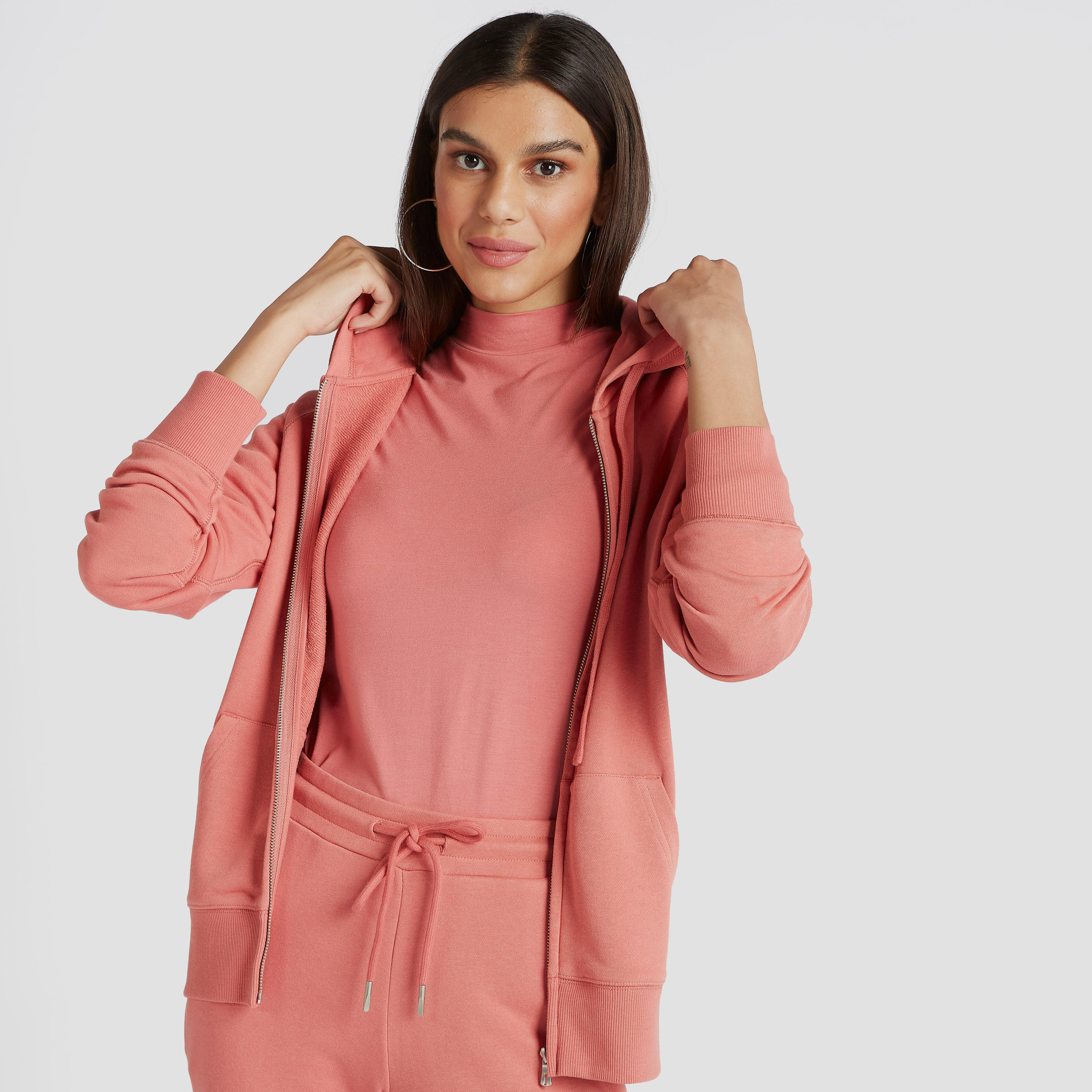Solid Hooded Jacket with Pocket and Zip Closure-women-winterwear-hoodiesandsweatshirts-hoodies-image-3