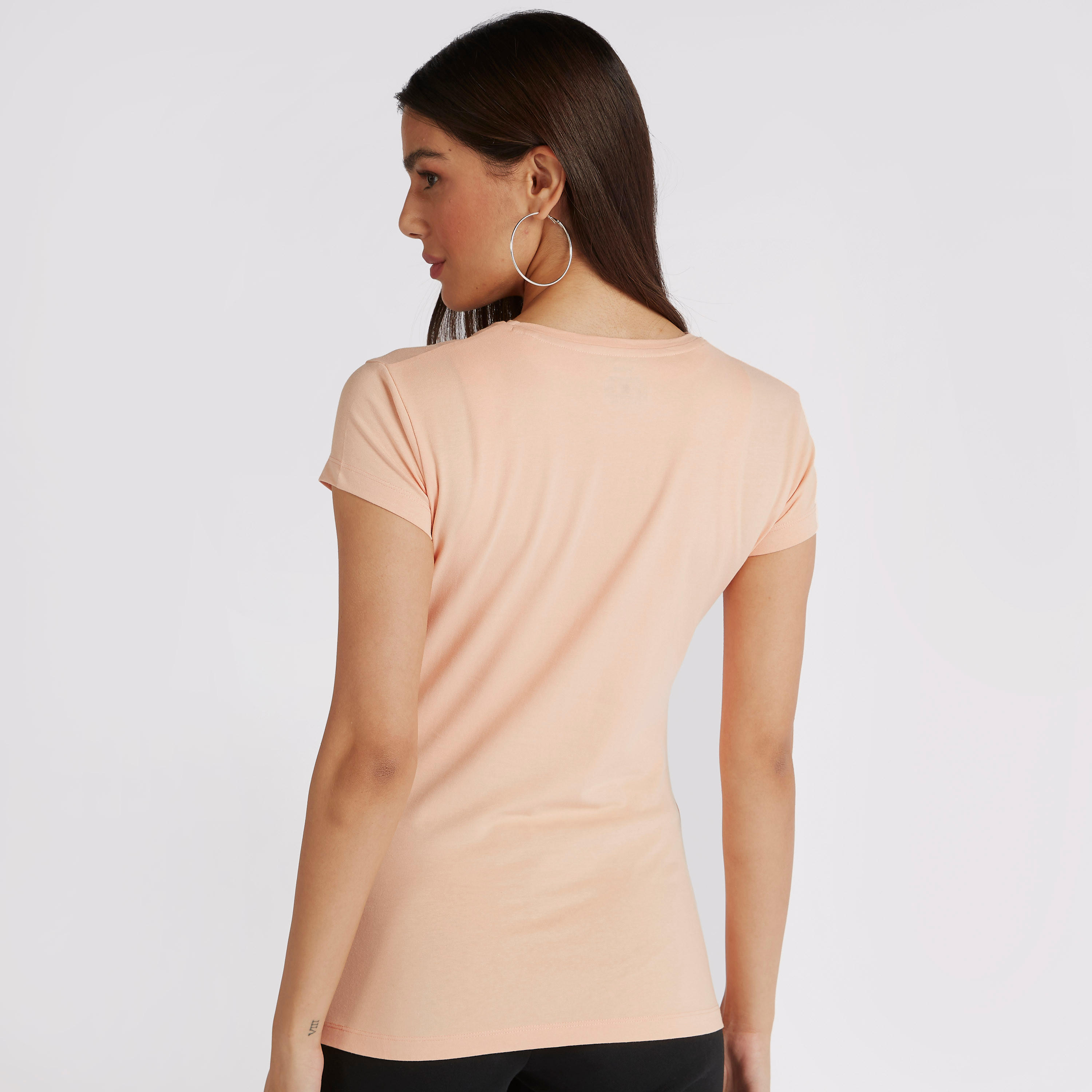 Solid Crew Neck T-shirt with Cap Sleeves-women-clothing-tshirts-image-4