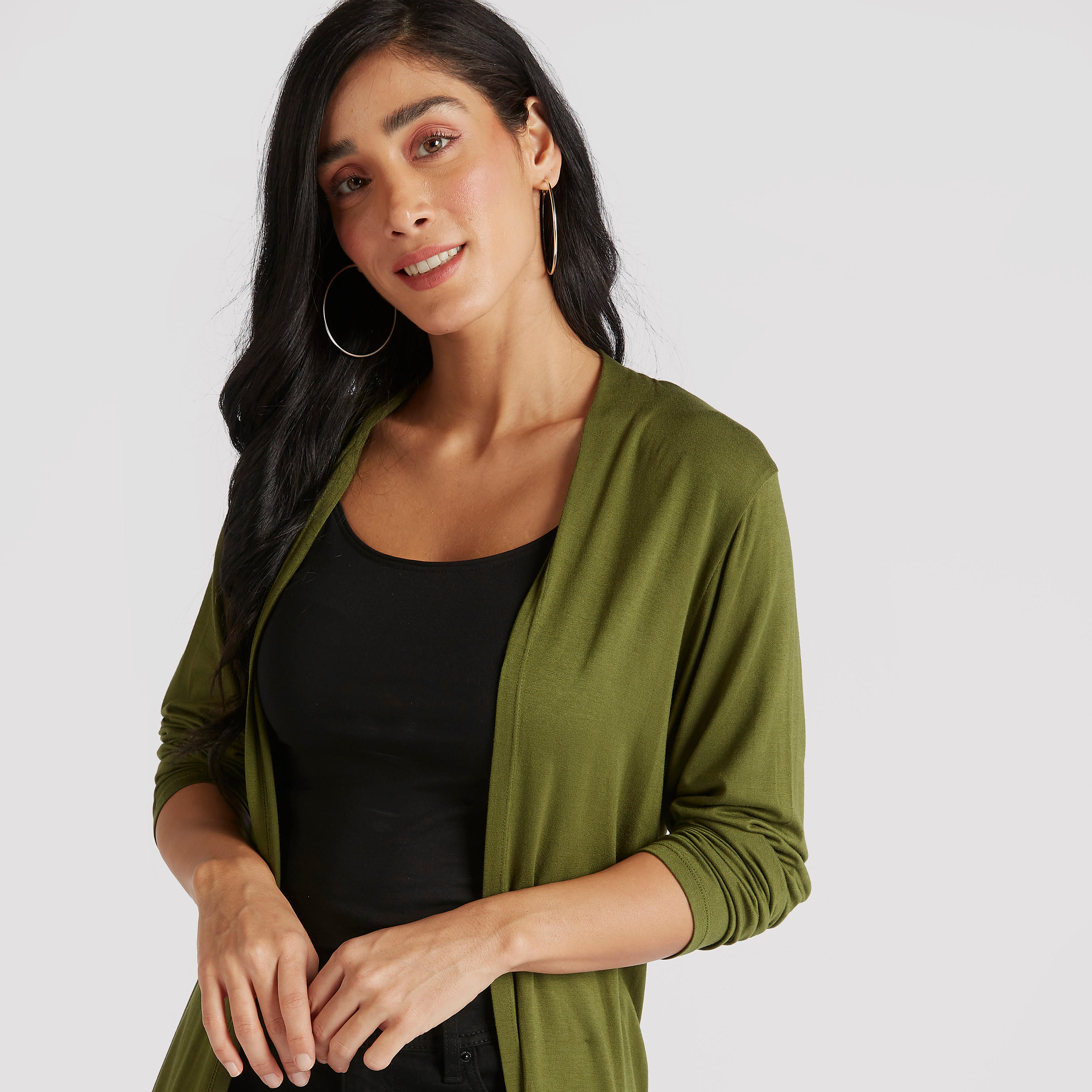 Solid Open Front Shrug with Long Sleeves-women-winterwear-coatsandjackets-jackets-image-3