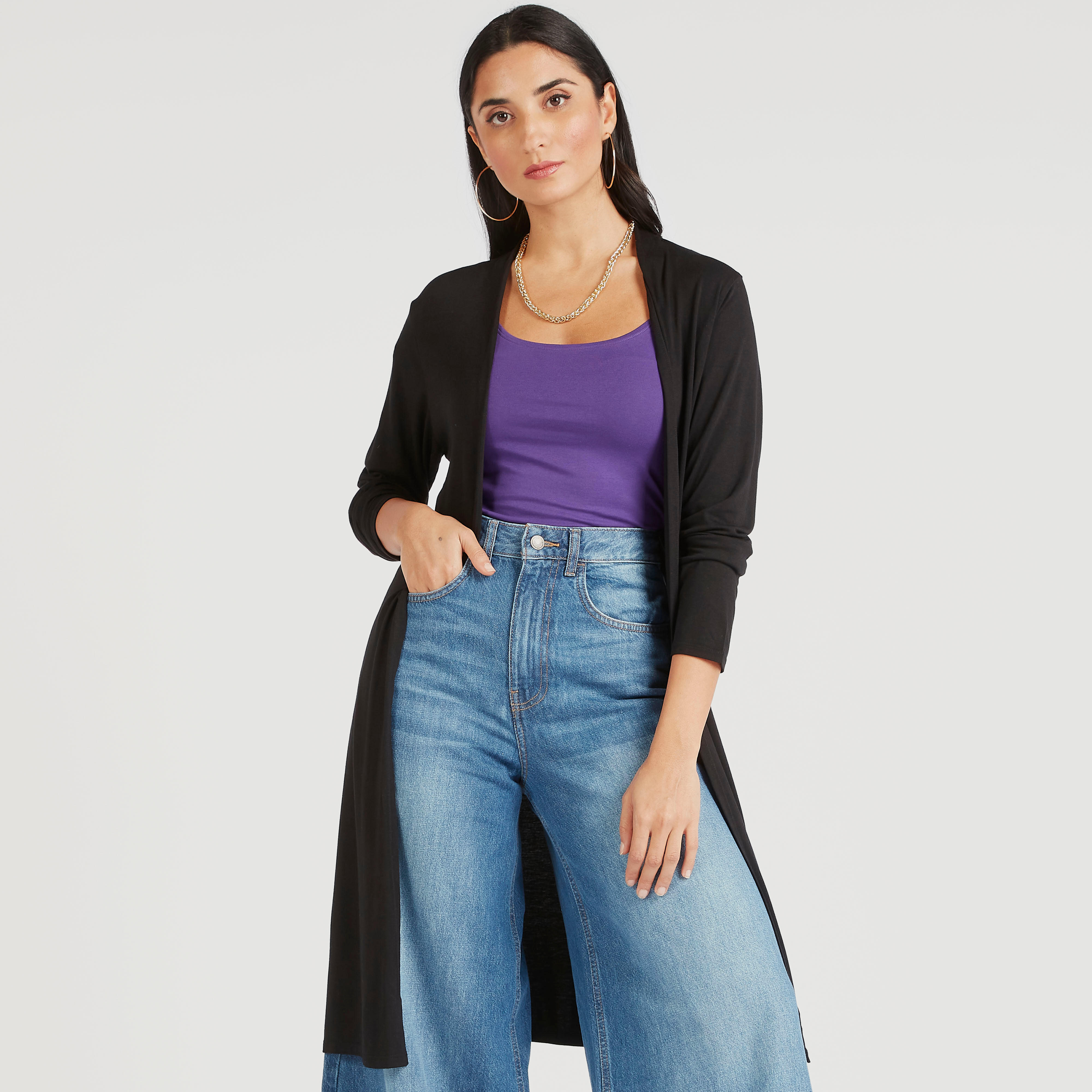 سترة سادة مفتوحة من الأمام وبأكمام طويلة-women-winterwear-coatsandjackets-jackets-image-3