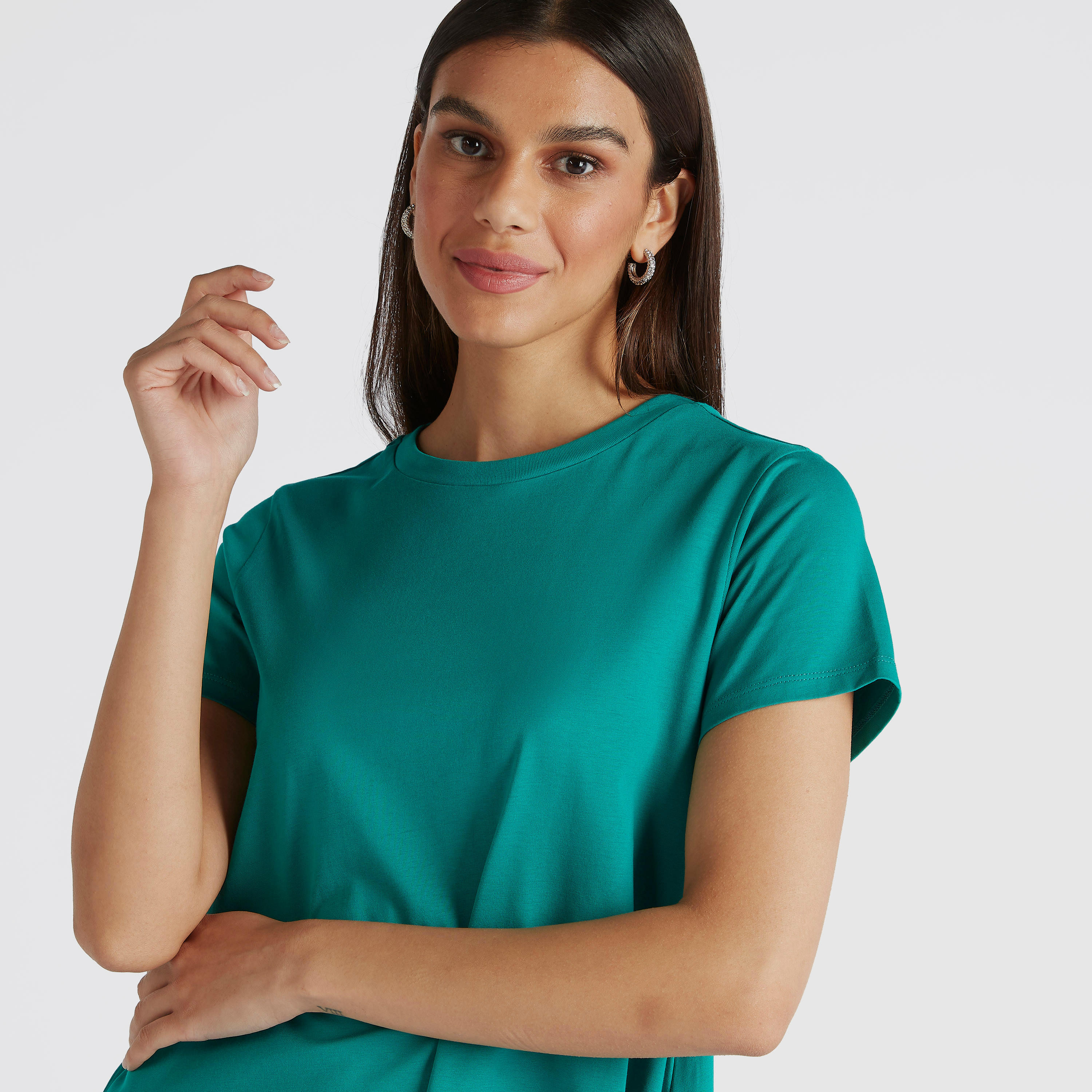 Solid Mini T-shirt Dress with Short Sleeves and Pockets-women-clothing-dresses-image-3
