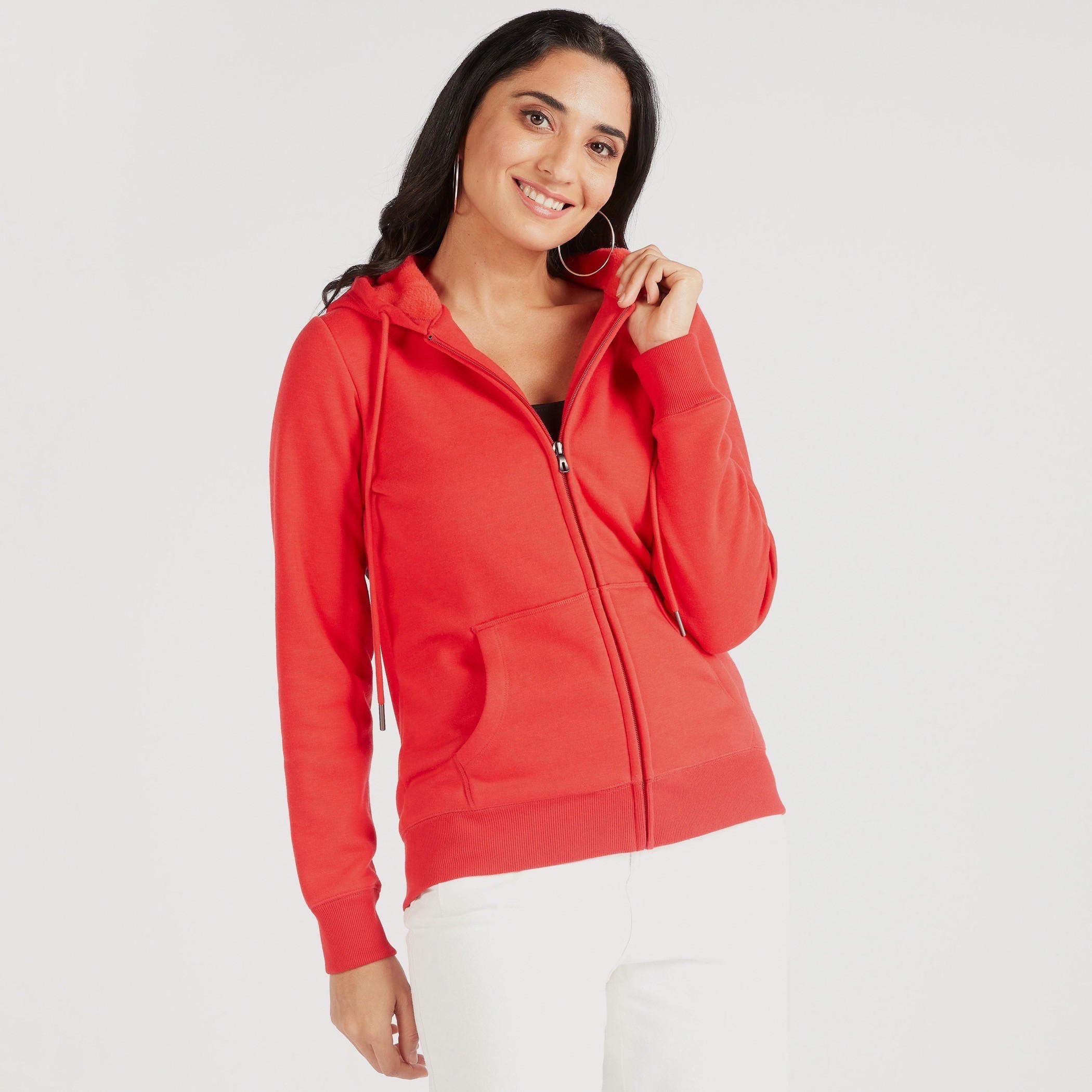 جاكيت سادة بقبعة وجيوب كنغر-women-winterwear-coatsandjackets-jackets-image-4