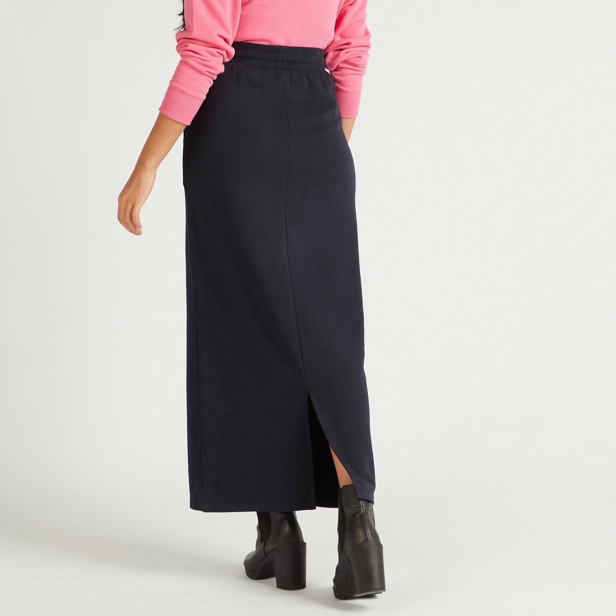 Solid Maxi Shift Skirt with Drawstring Closure and Pockets-women-clothing-bottoms-skirts-image-4
