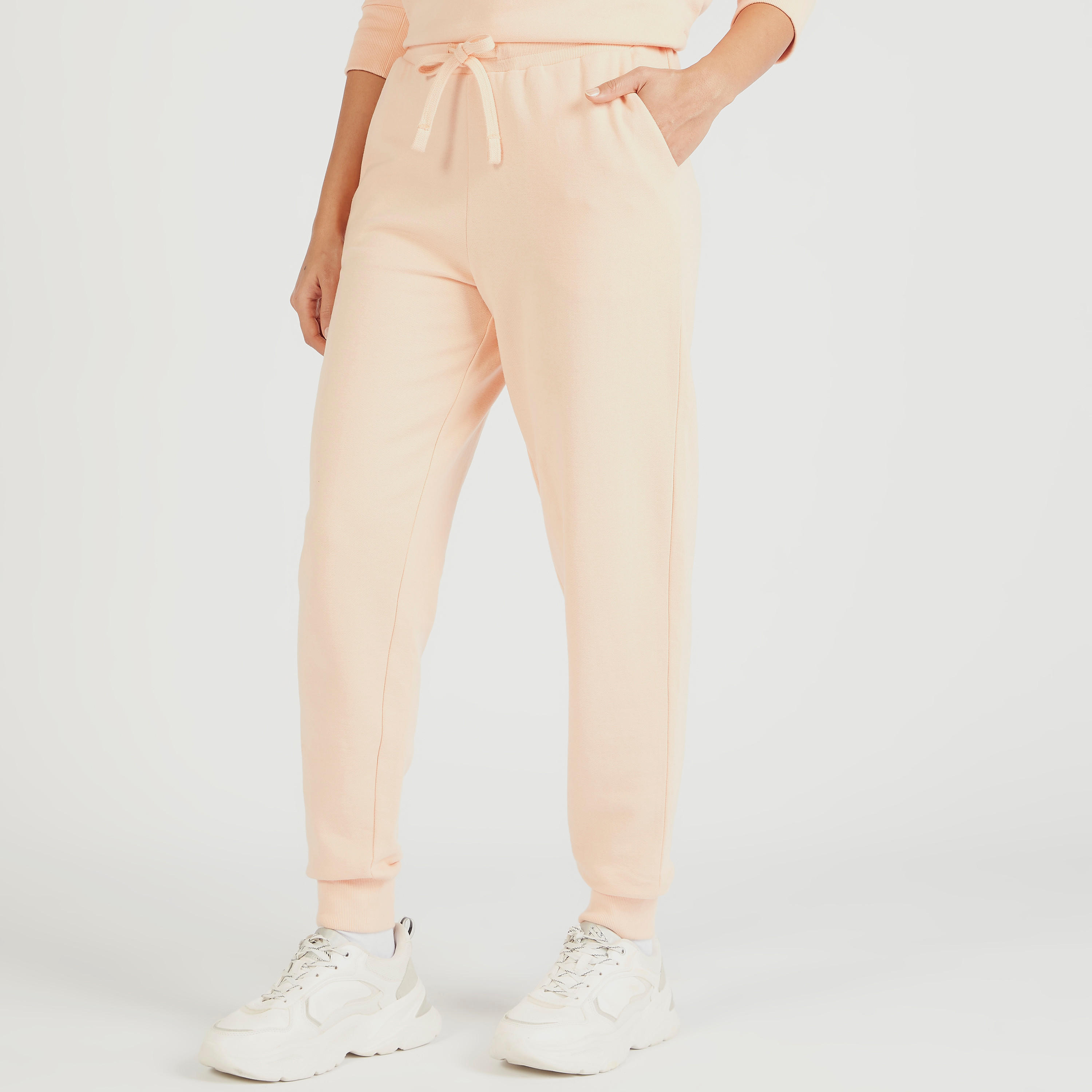 Solid Mid-Rise Joggers with Drawstring Closure and Pockets-women-clothing-bottoms-joggers-image-1