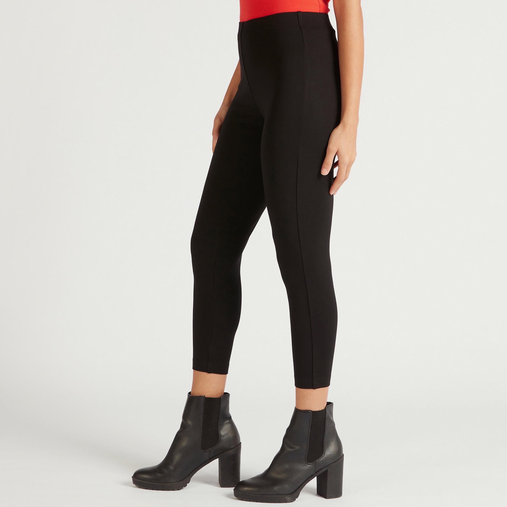 بنطلون ليقنز سادة بخصر مطّاطي متوسط الارتفاع-women-clothing-bottoms-leggings-image-4