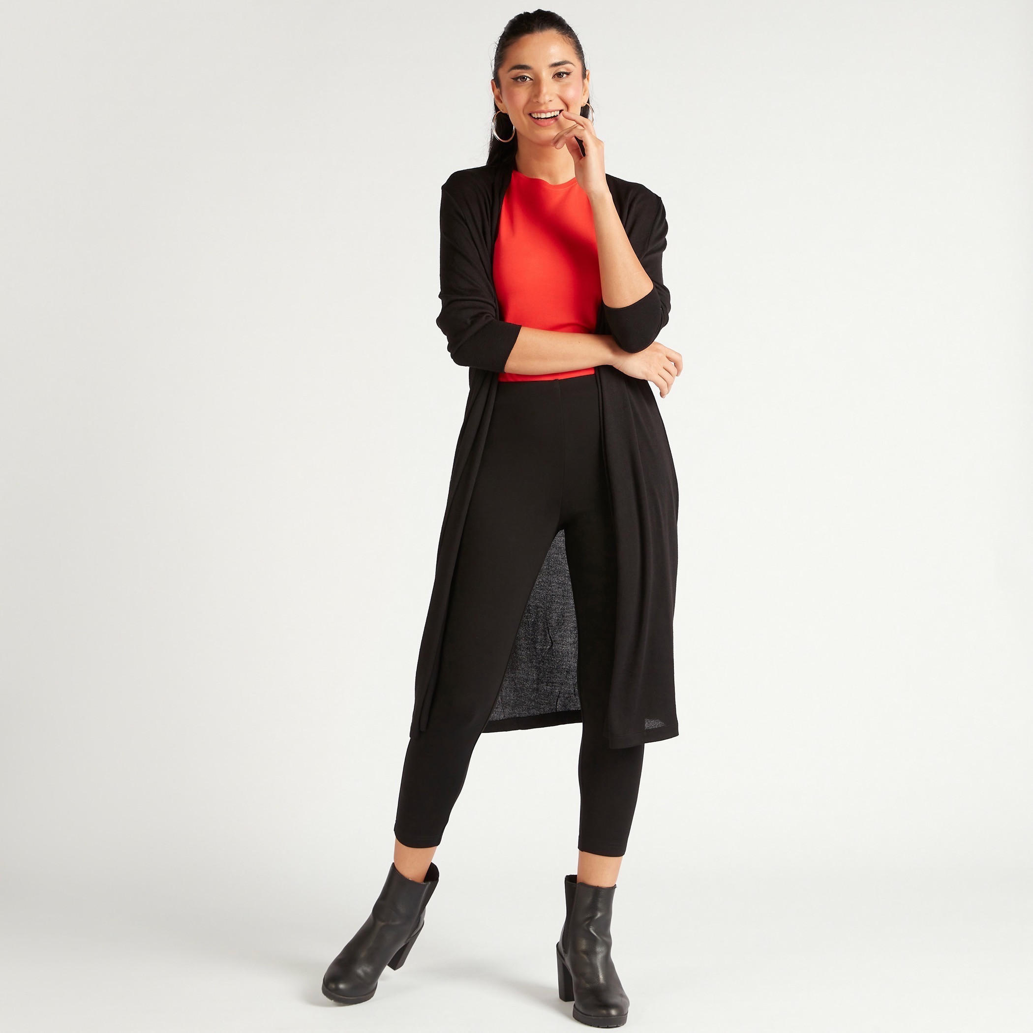 بنطلون ليقنز سادة بخصر مطّاطي متوسط الارتفاع-women-clothing-bottoms-leggings-image-3