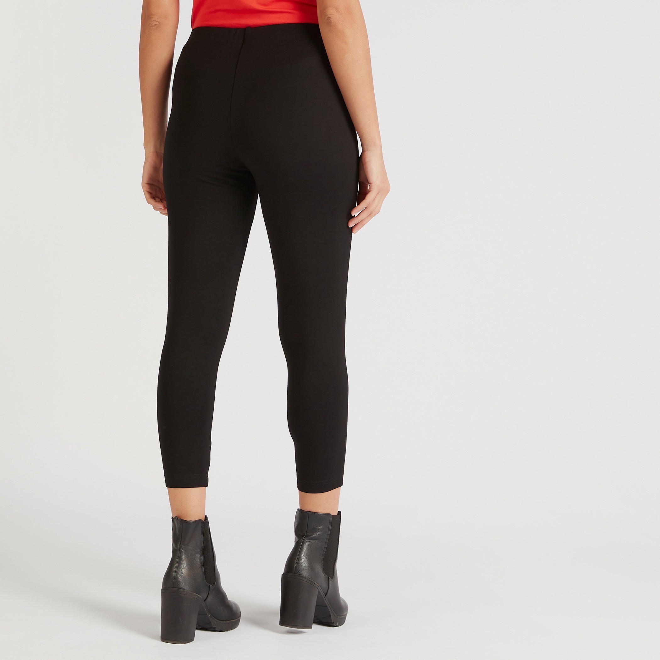 بنطلون ليقنز سادة بخصر مطّاطي متوسط الارتفاع-women-clothing-bottoms-leggings-image-1