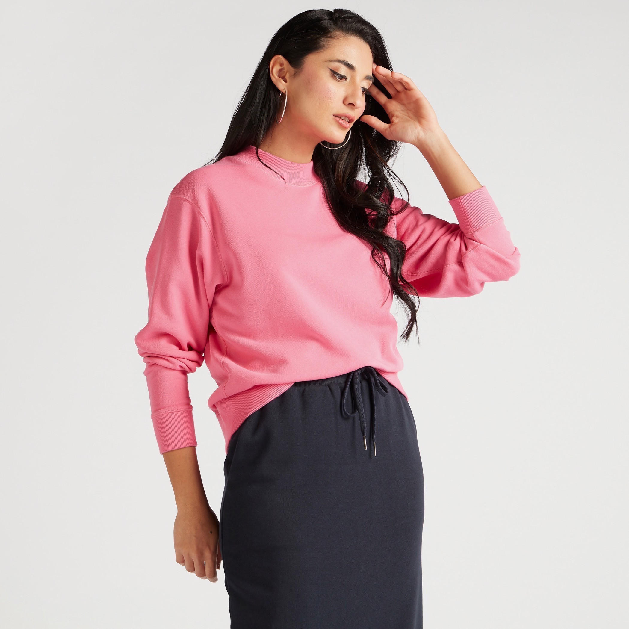 سويت شيرت بارز الملمس بياقة ضيّقة وأكمام طويلة-women-winterwear-hoodiesandsweatshirts-sweatshirts-image-3