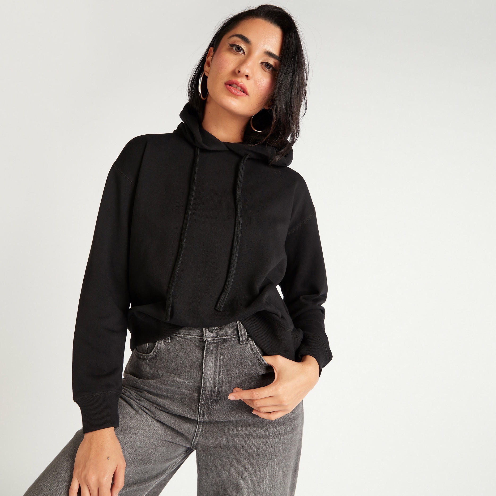 Solid Hooded Sweatshirt with Long Sleeves-women-winterwear-hoodiesandsweatshirts-sweatshirts-image-1