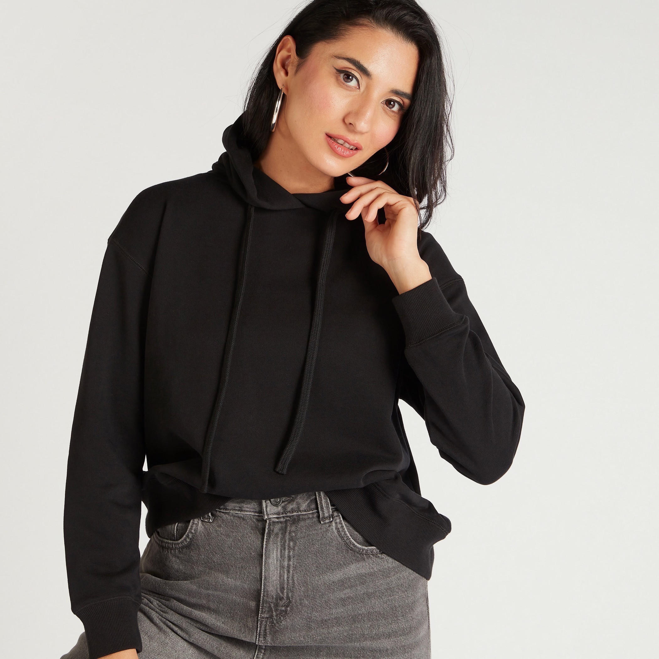 Solid Hooded Sweatshirt with Long Sleeves-women-winterwear-hoodiesandsweatshirts-sweatshirts-image-5