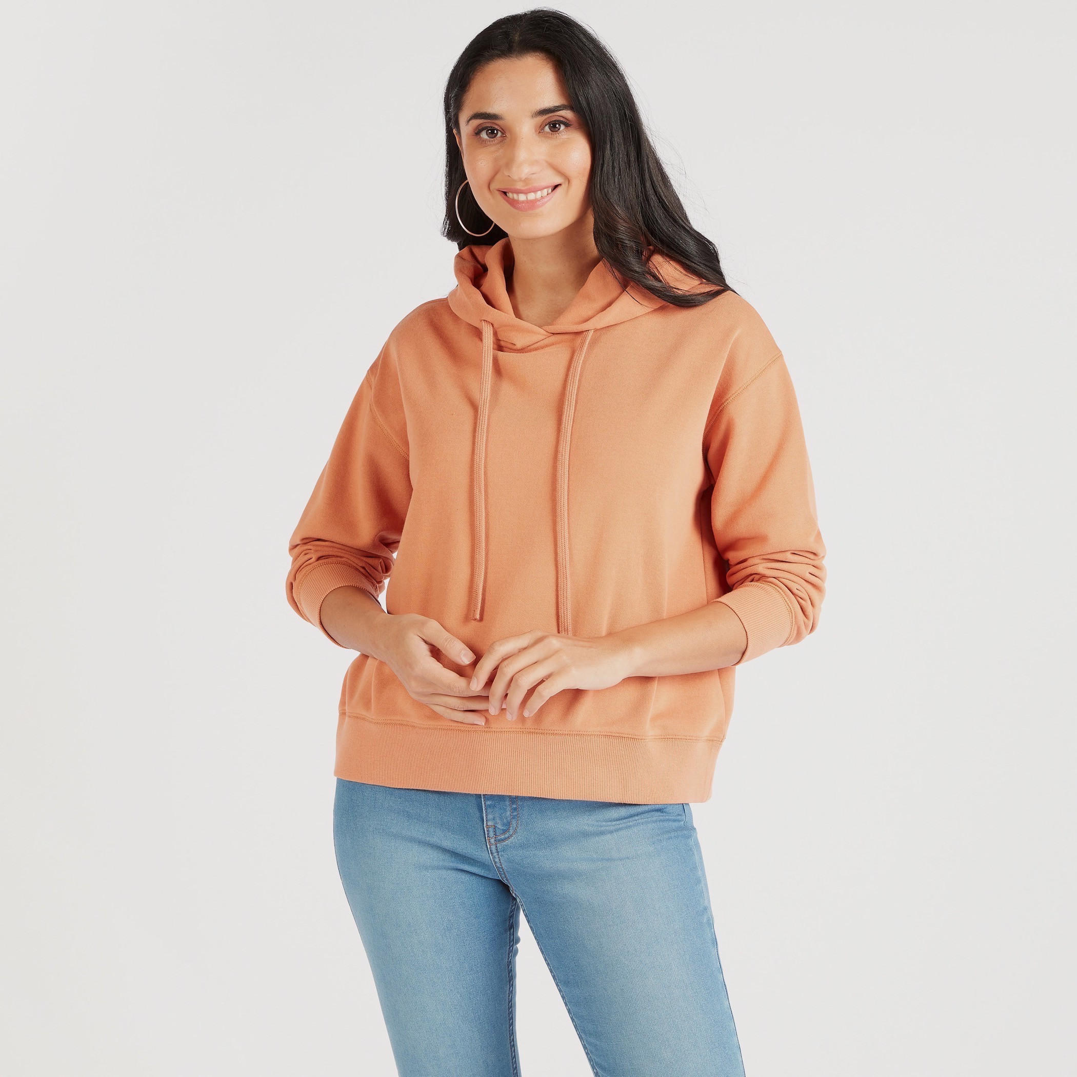 سويت شيرت سادة بقبّعة وأكمام طويلة-women-clothing-hoodiesandsweatshirts-sweatshirts-image-1