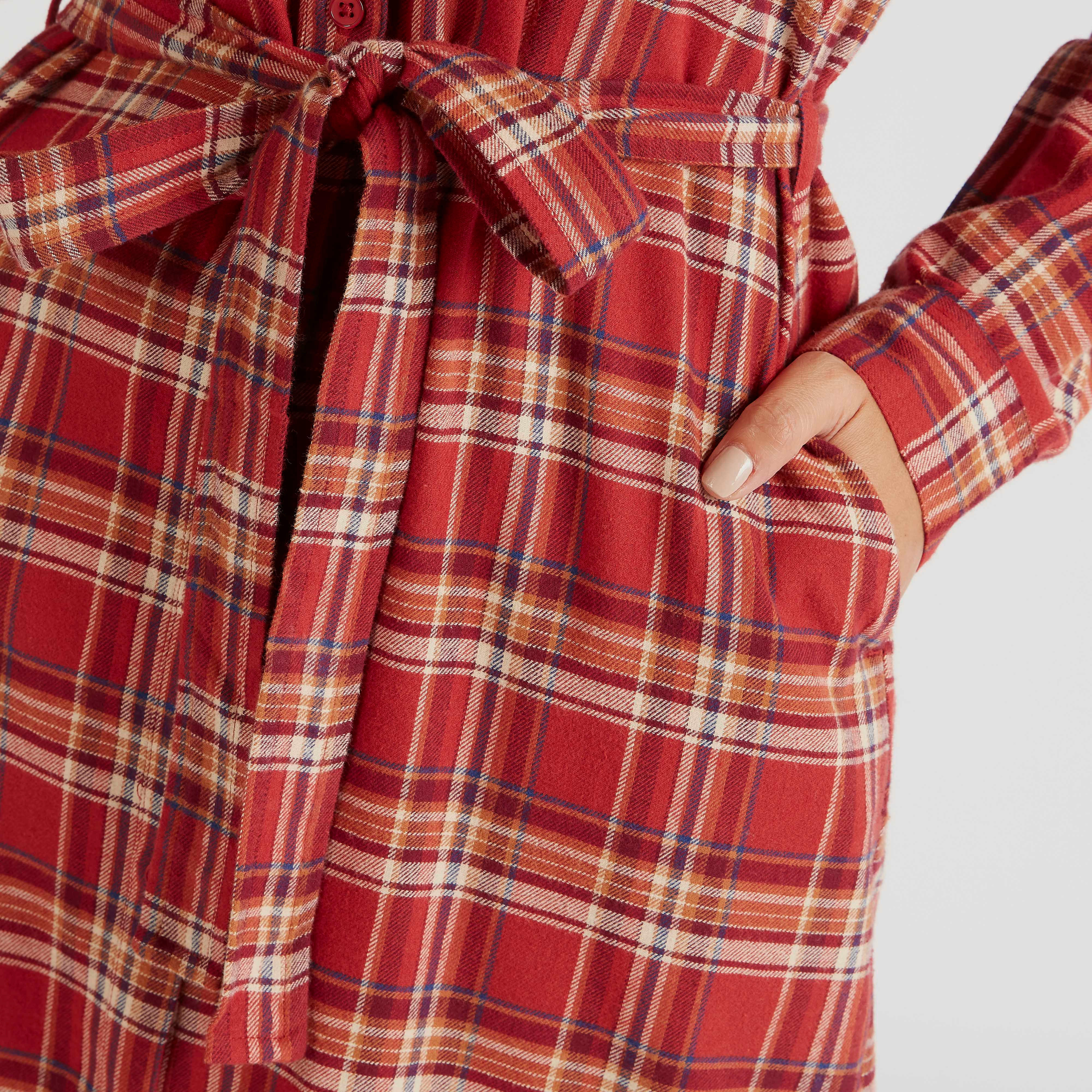 فستان قميص ميدي كاروهات بأكمام طويلة-women-clothing-dresses-image-3