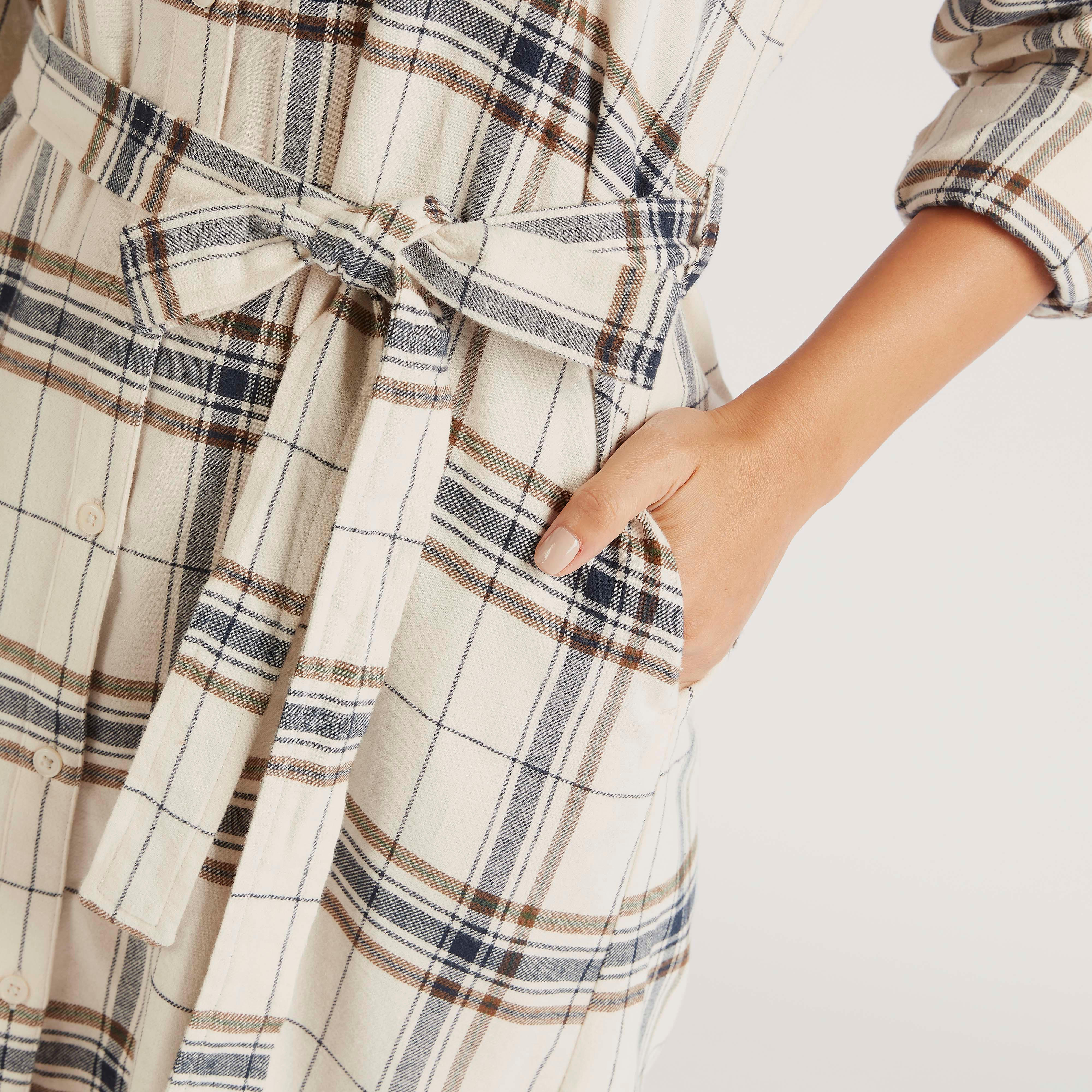 فستان قميص ميدي بطبعات كاروهات-women-clothing-dresses-image-3