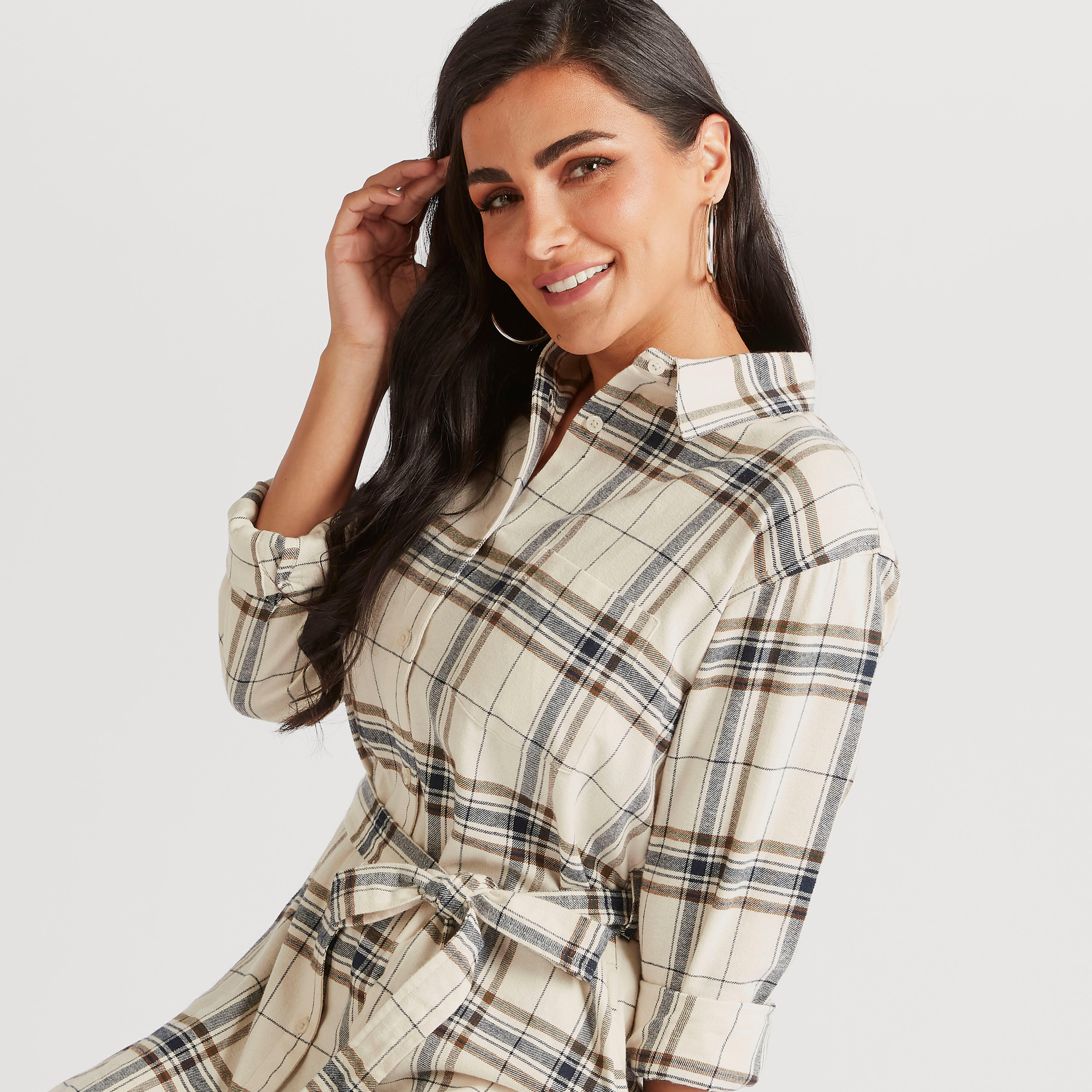 فستان قميص ميدي بطبعات كاروهات-women-clothing-dresses-image-5