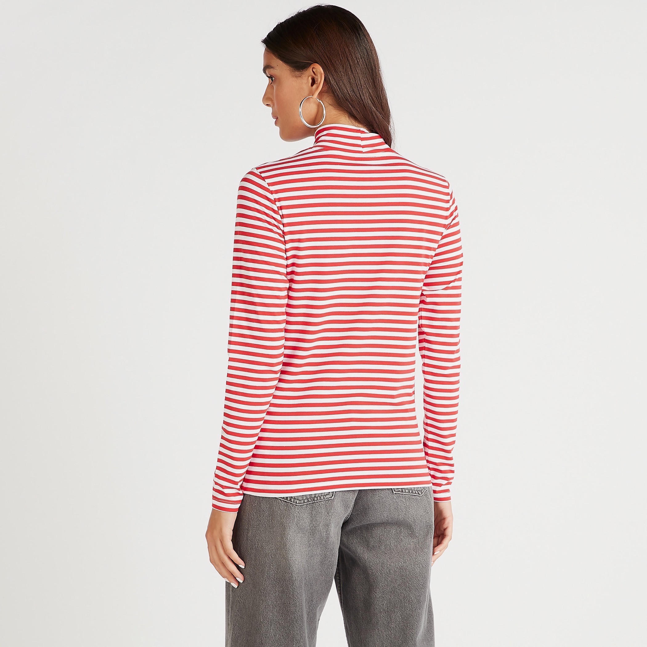 Striped High Neck T-shirt with Long Sleeves-women-clothing-tshirts-image-4