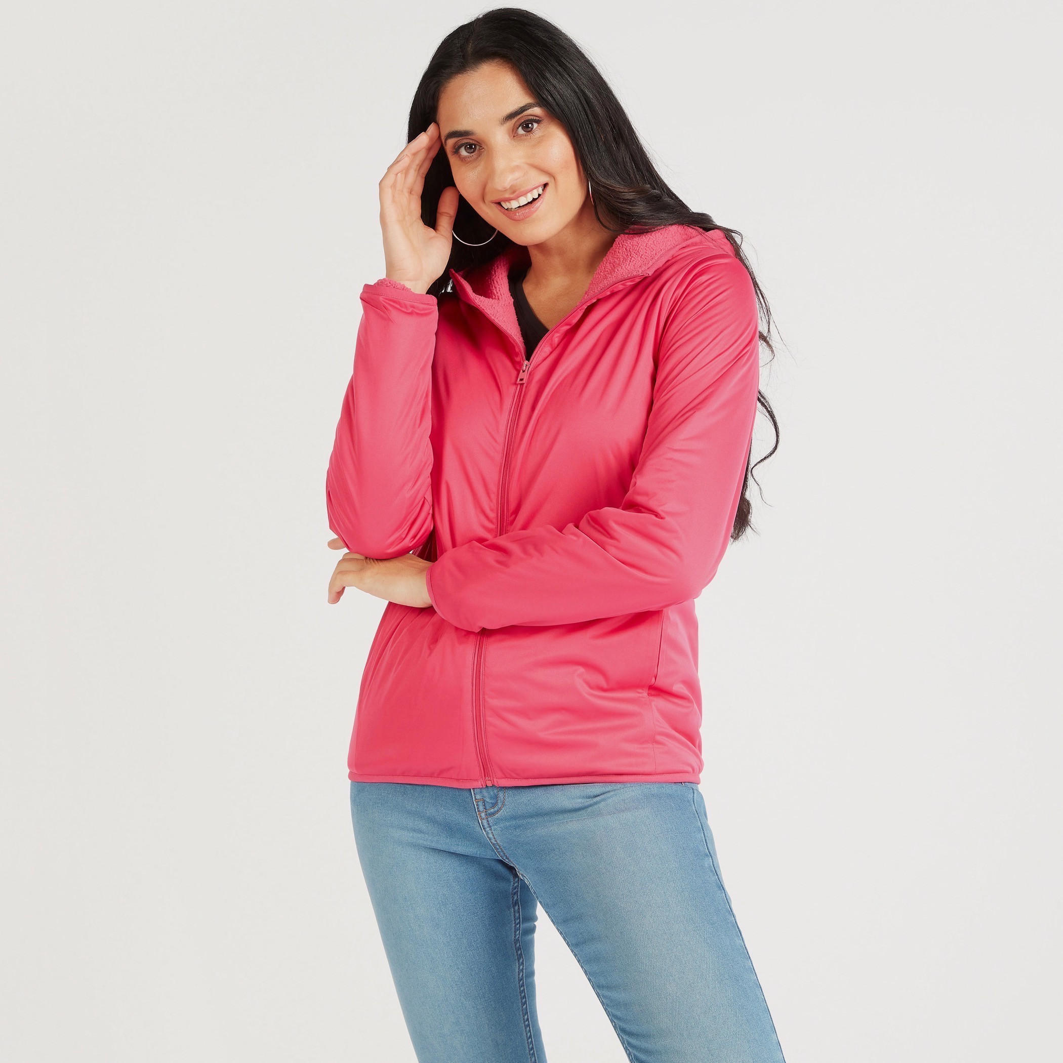 Solid Hooded Zip Through Jacket with Long Sleeves and Pockets-women-winterwear-coatsandjackets-jackets-image-1