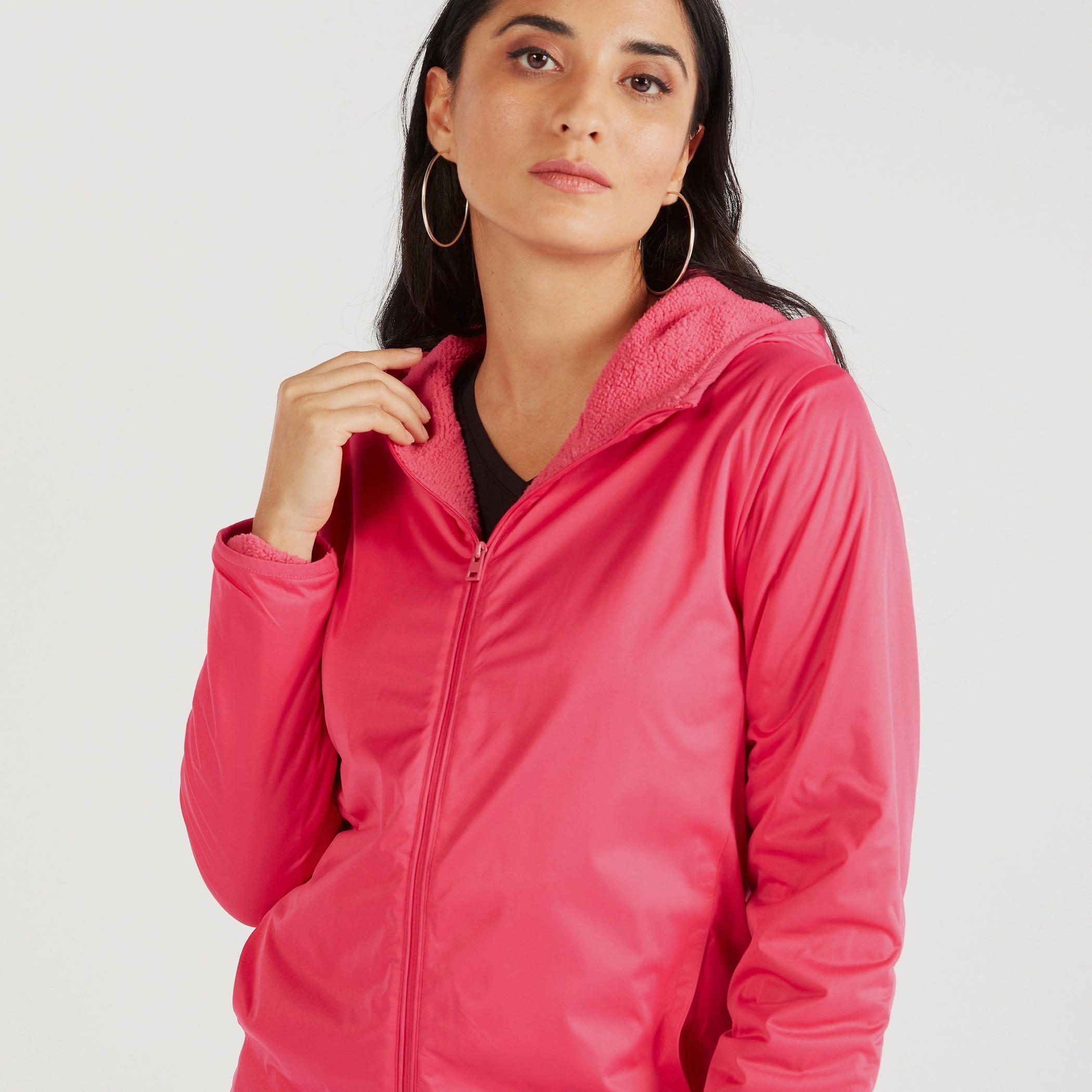 Solid Hooded Zip Through Jacket with Long Sleeves and Pockets-women-winterwear-coatsandjackets-jackets-image-3