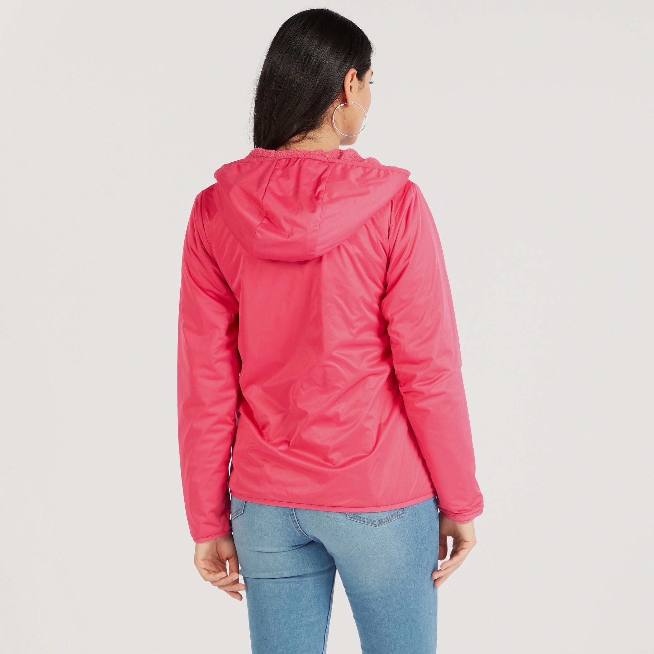 Solid Hooded Zip Through Jacket with Long Sleeves and Pockets-women-winterwear-coatsandjackets-jackets-image-4