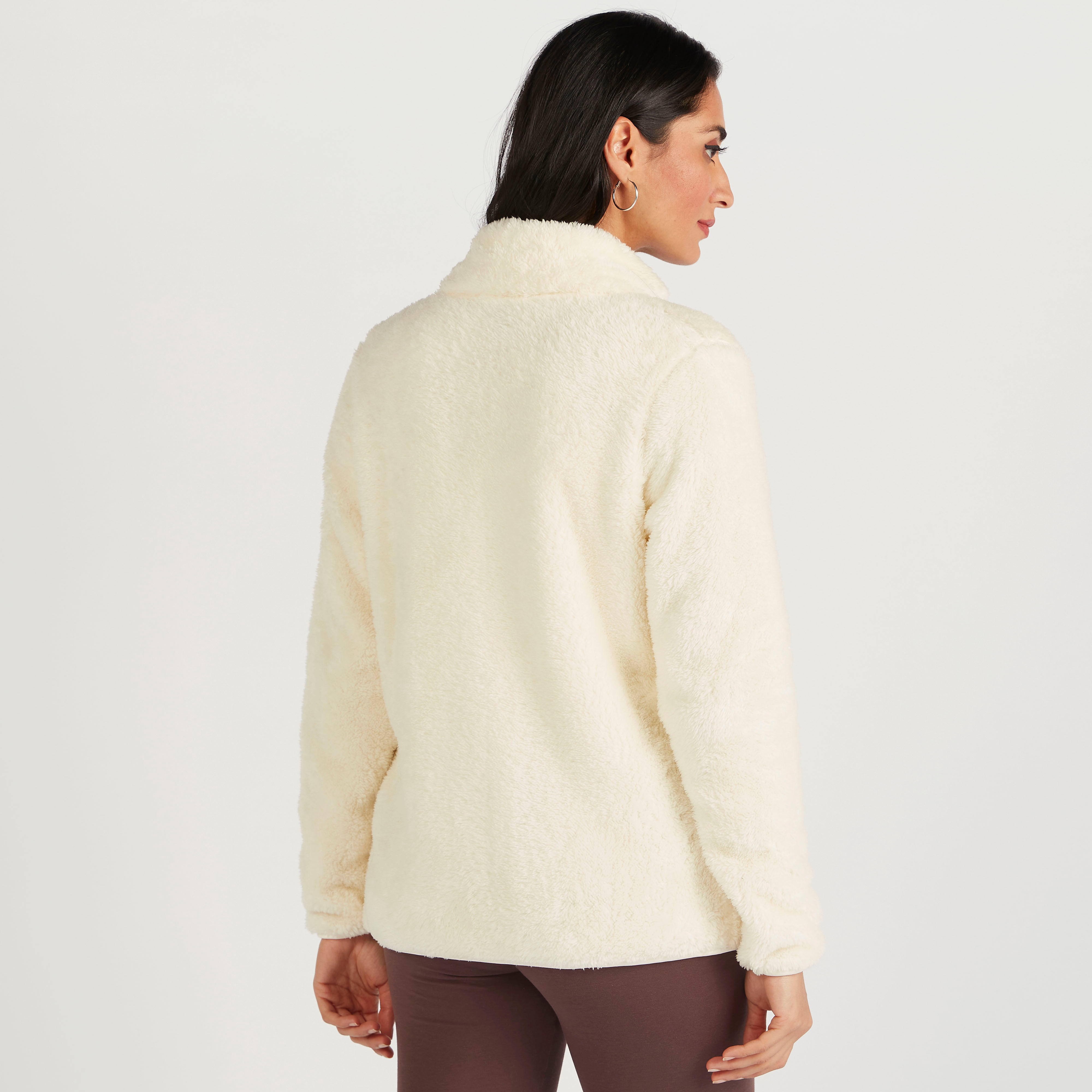 جاكيت صوف بارز الملمس بسحّاب وأكمام طويلة-women-winterwear-coatsandjackets-jackets-image-4