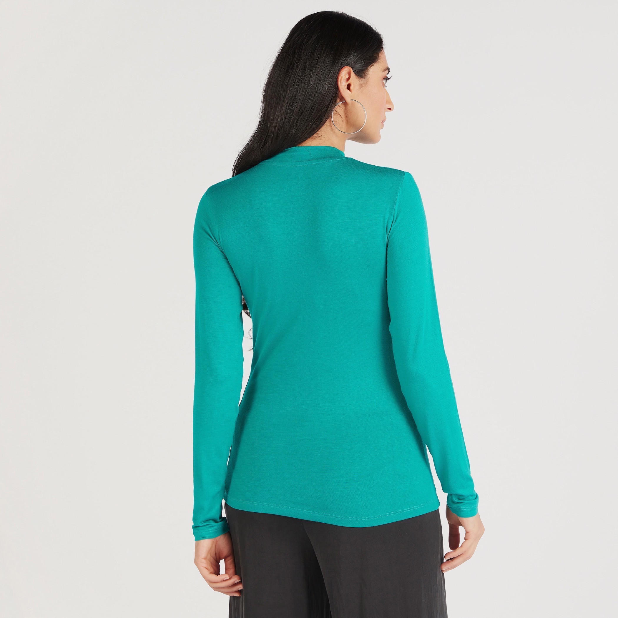Solid High Neck T-shirt with Long Sleeves-women-clothing-tshirts-image-4