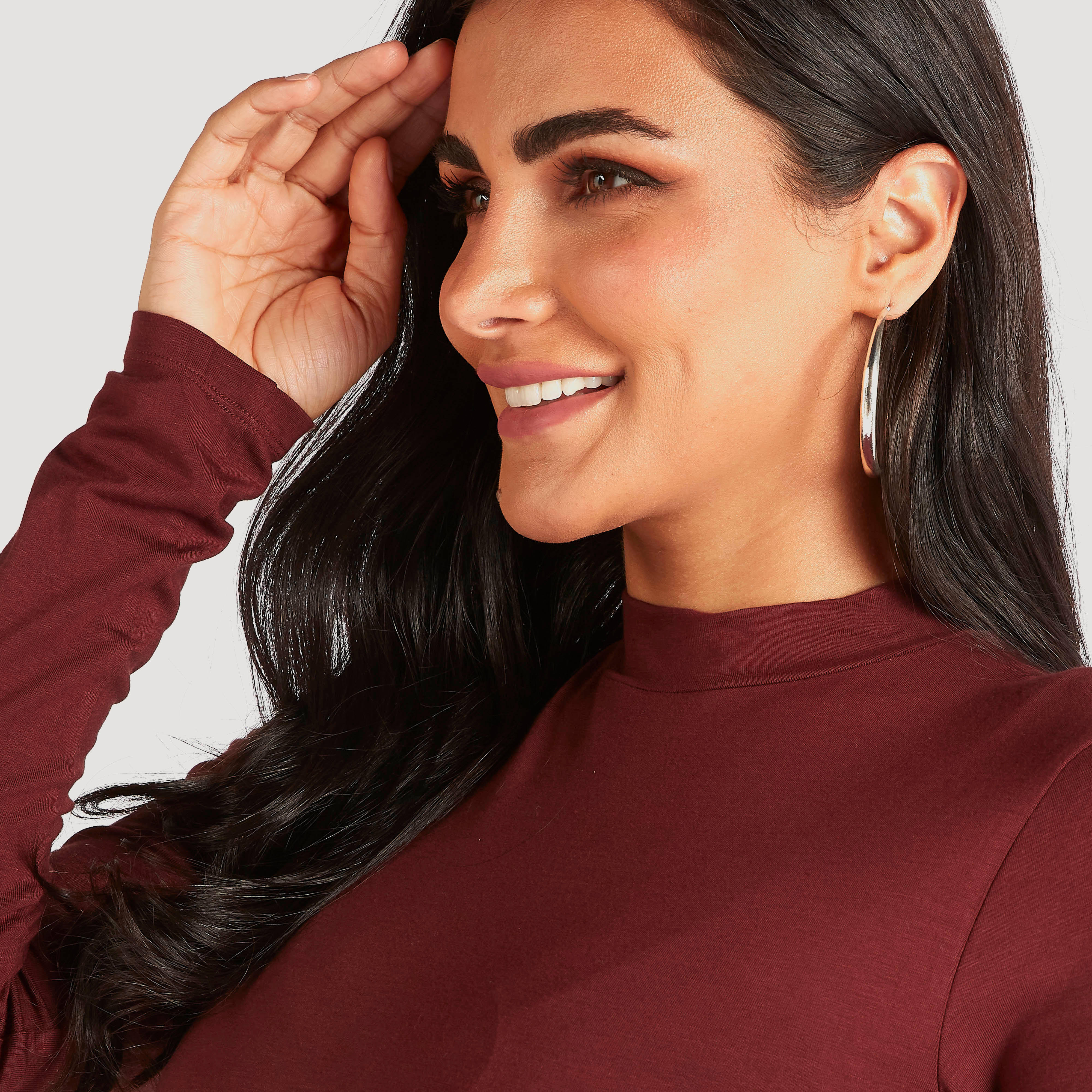 Solid High Neck T-shirt with Long Sleeves-women-clothing-tshirts-image-6