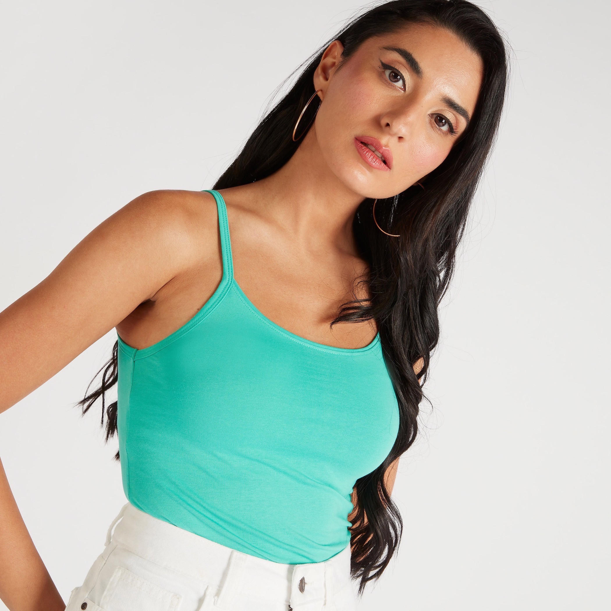 Solid Spaghetti Camisole with Scoop Neck-women-clothing-tshirts-image-1