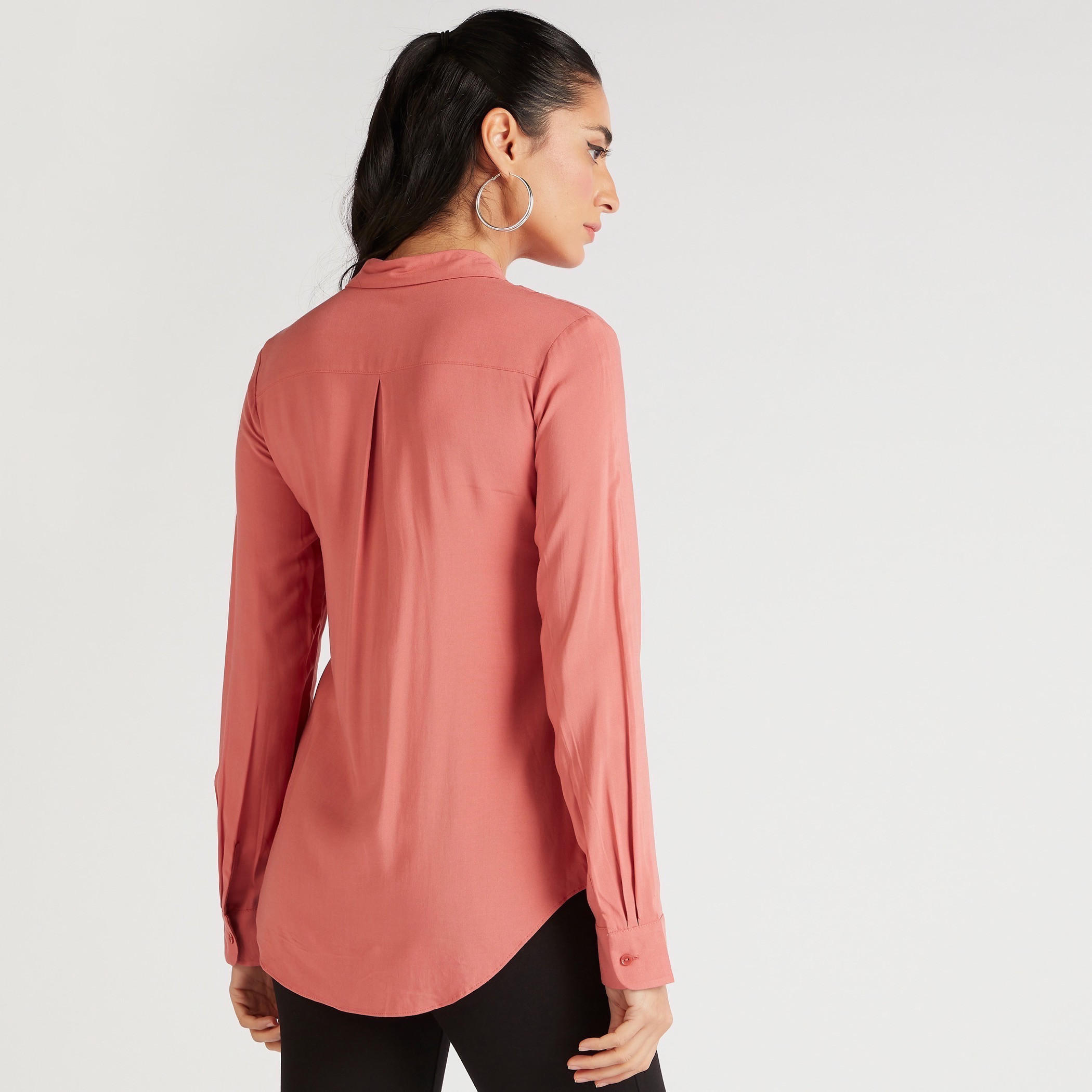 Solid Button Up Shirt with Long Sleeves-women-clothing-shirtsandblouses-shirts-image-4
