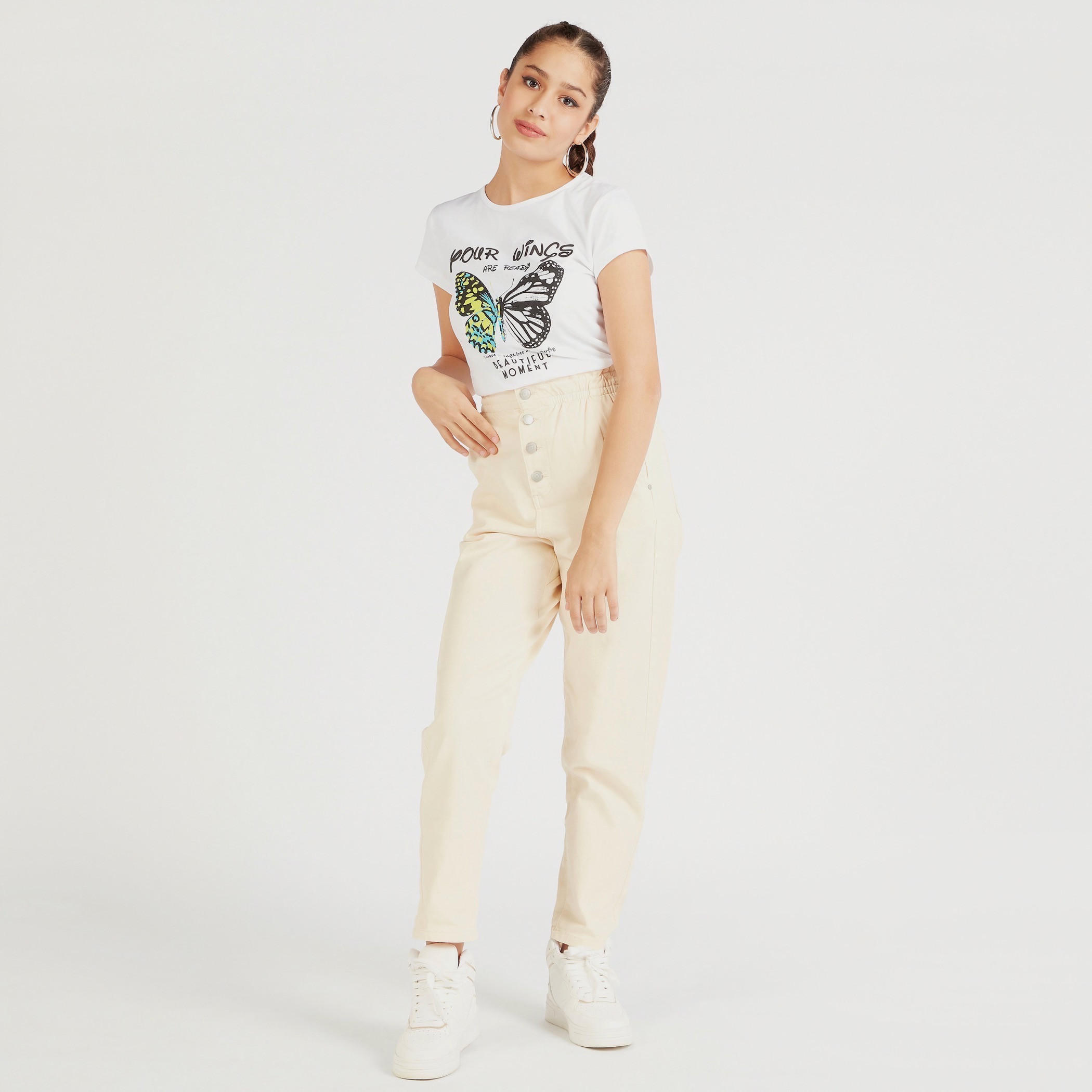 تيشيرت بياقة ضيّقة وأكمام كاب وطَبعات-women-clothing-tshirts-image-2