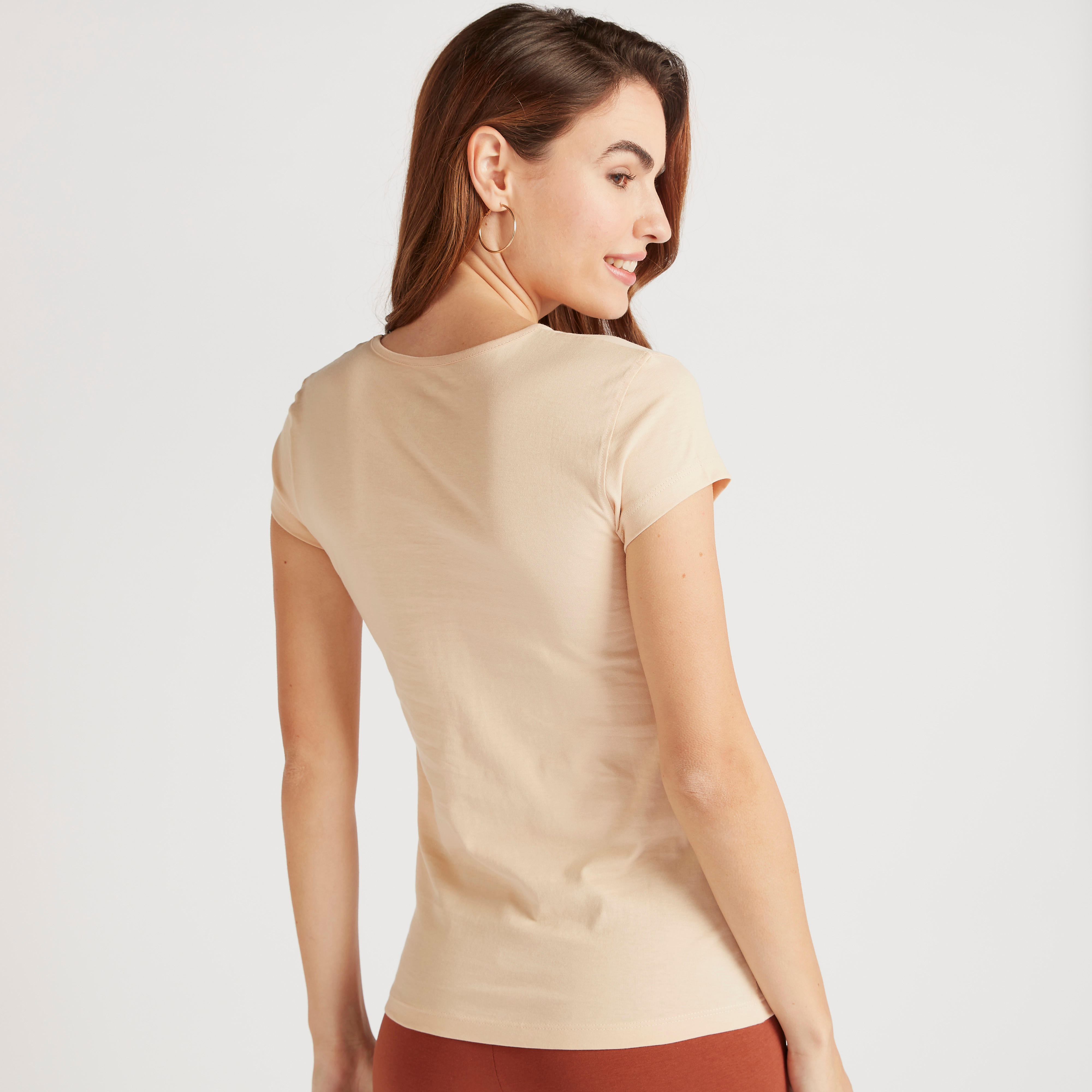 Floral Print Crew Neck T-shirt with Cap Sleeves-women-clothing-tshirts-image-4